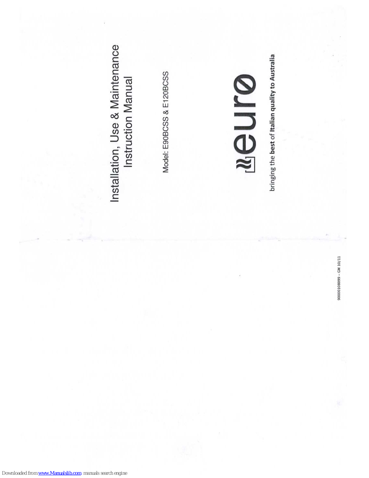 EURO E90BCSS, E120BCSS Installation, Use & Maintenance Manual - ManualMachine.com
