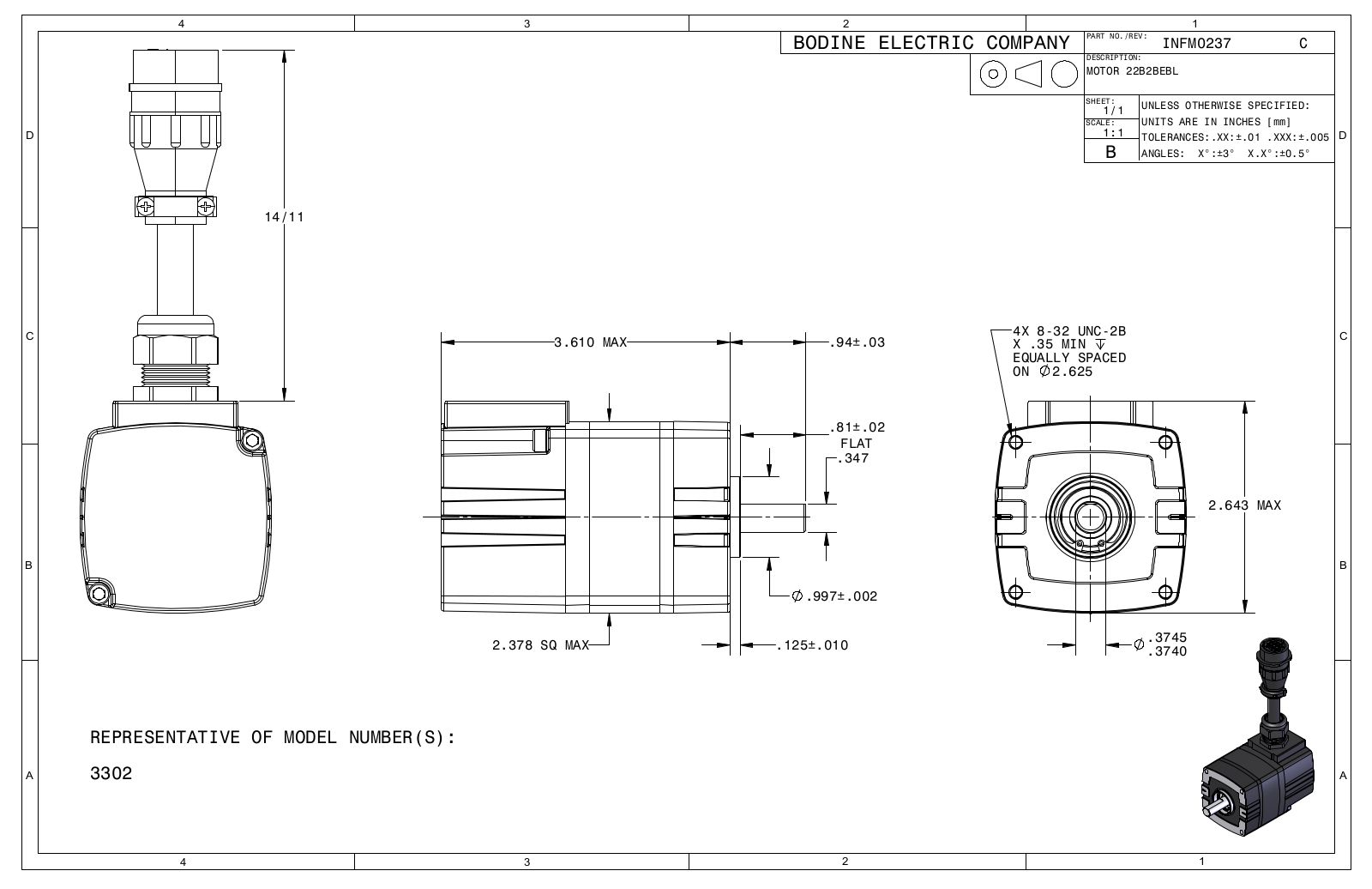 Bodine 3302 Reference Drawing