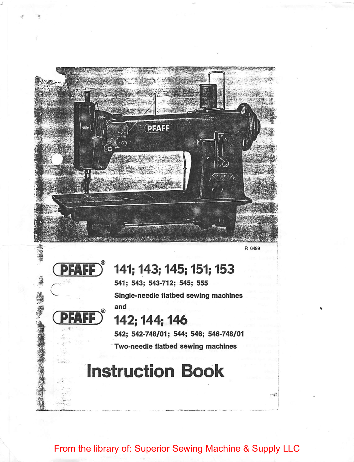 Pfaff 141, 143, 145, 151, 153 Instruction Manual