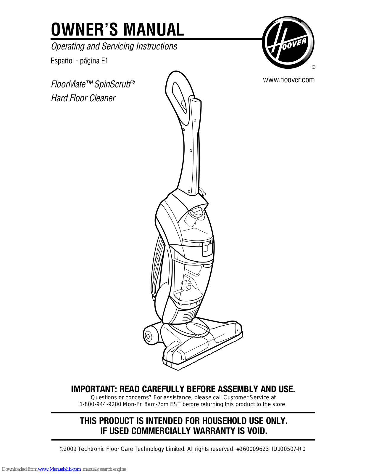 Hoover FH40010B, FH40, H3040RM Owner's Manual