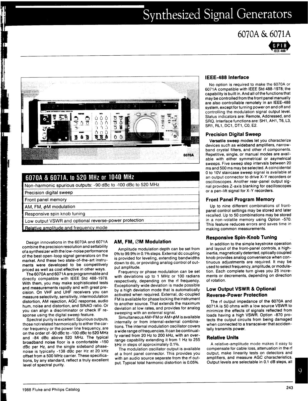 Fluke 6071A, 6070A User Manual