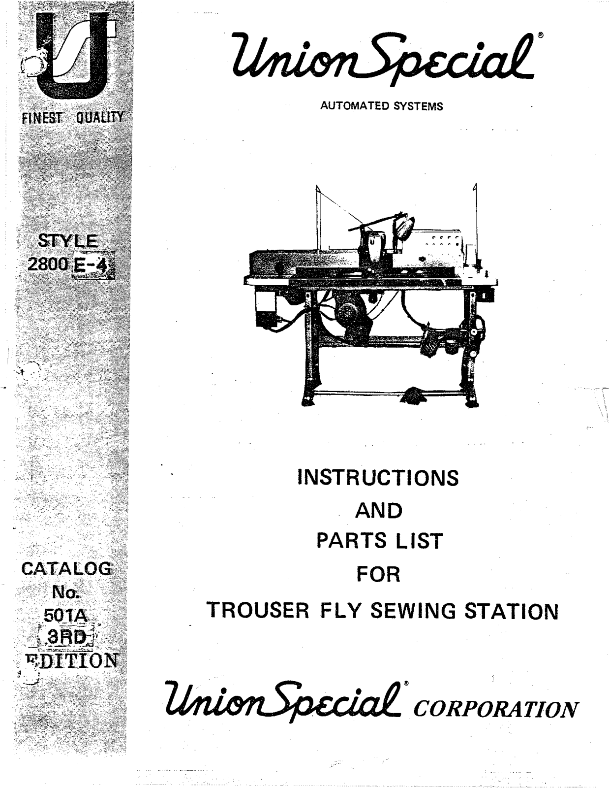 Union Special 2800E4-5 Parts List