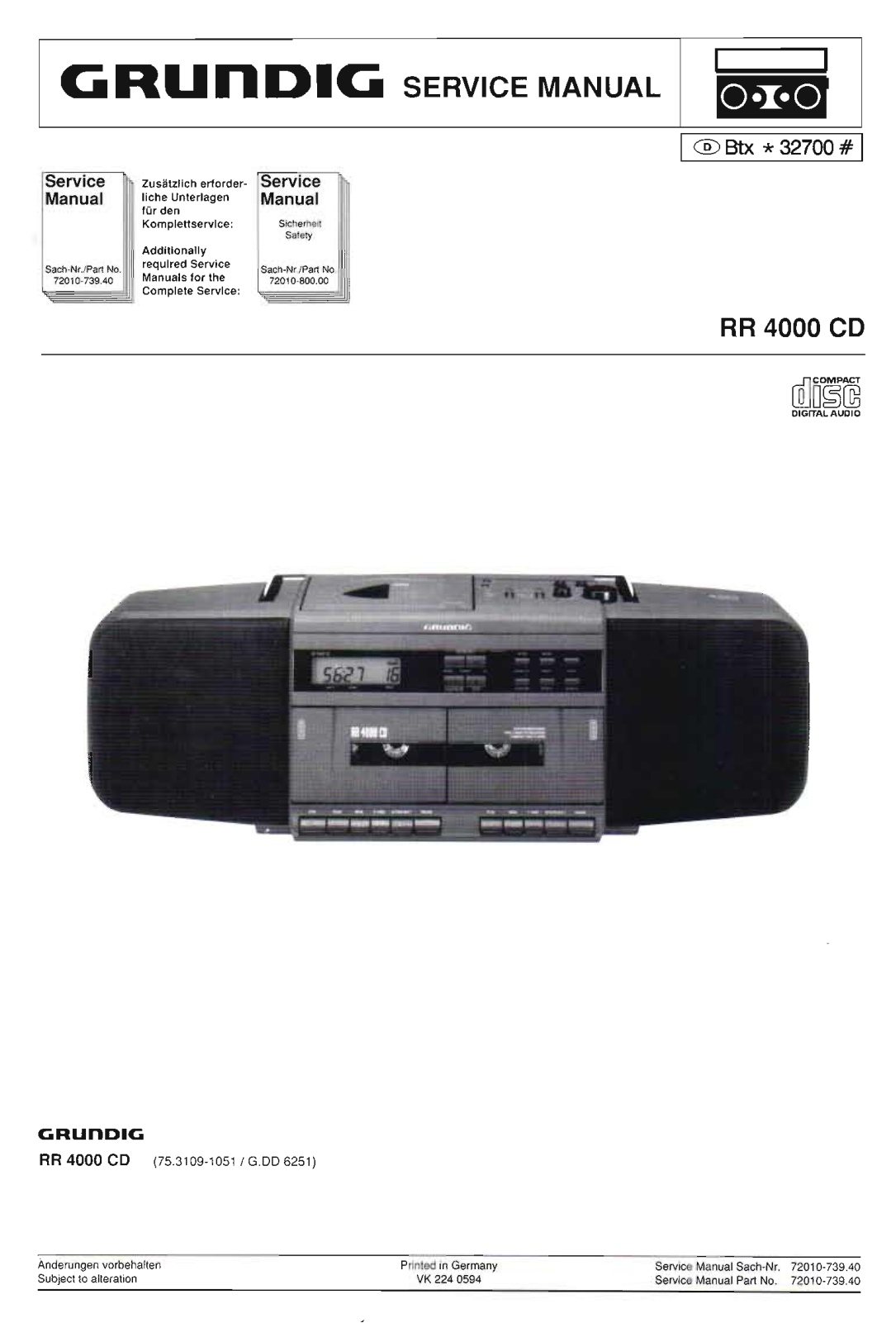 Grundig RR-4000-CD Service Manual