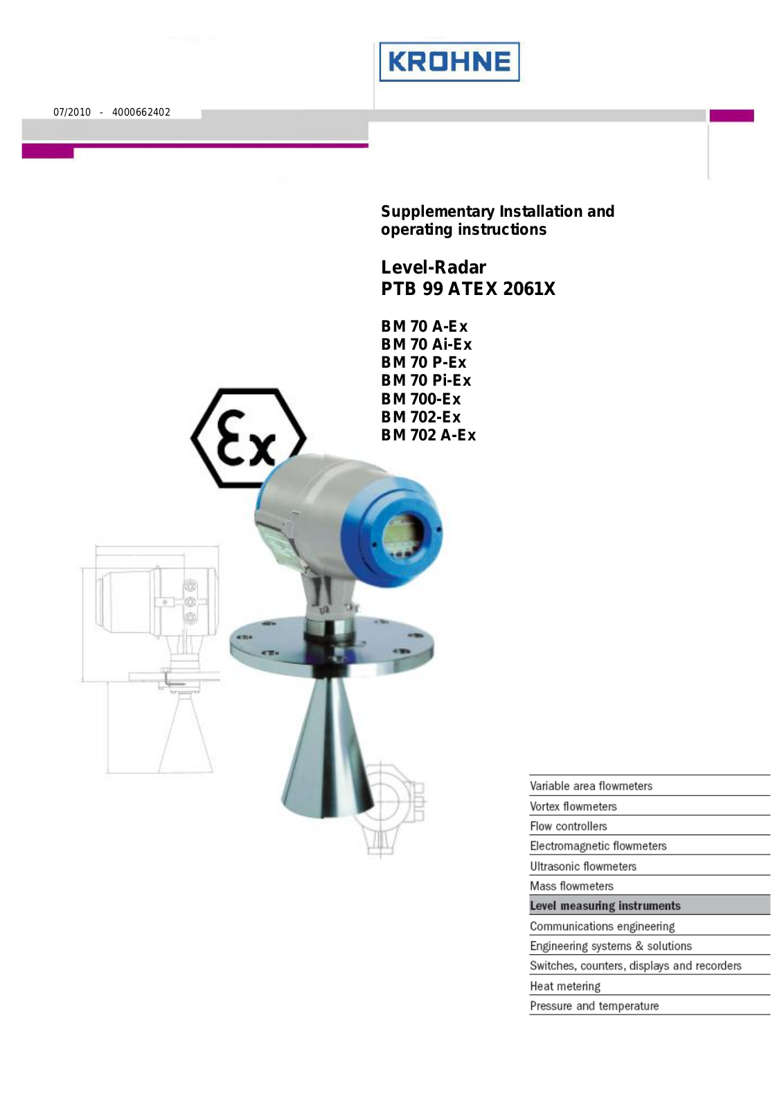 KROHNE BM70AEEx User Manual