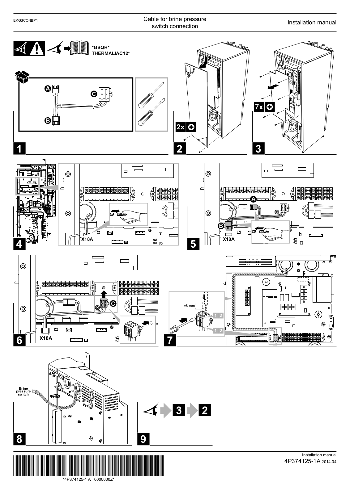 Daikin EKGSCONBP1 Installation manuals