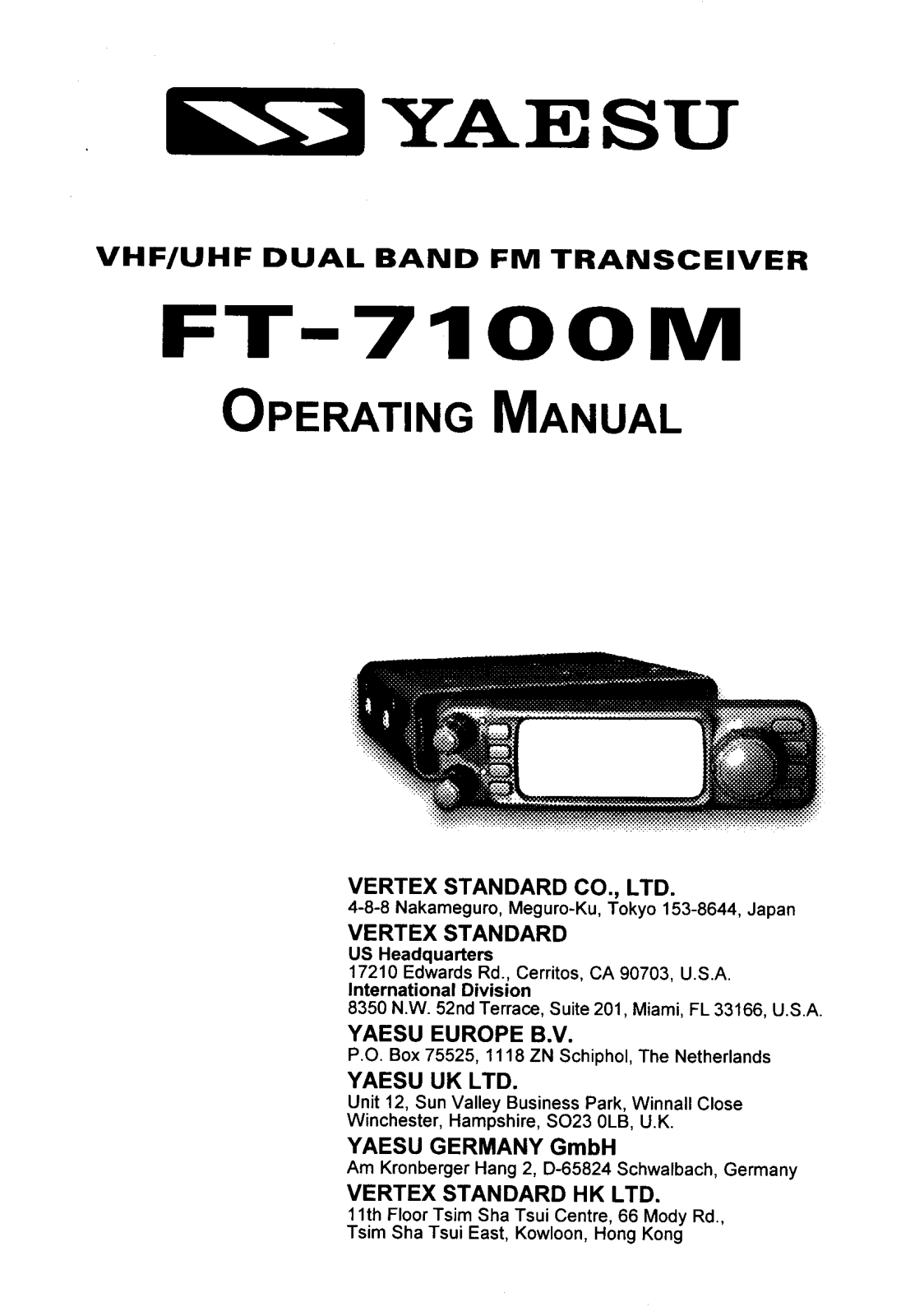 Yaesu FT-7100-M Owners manual
