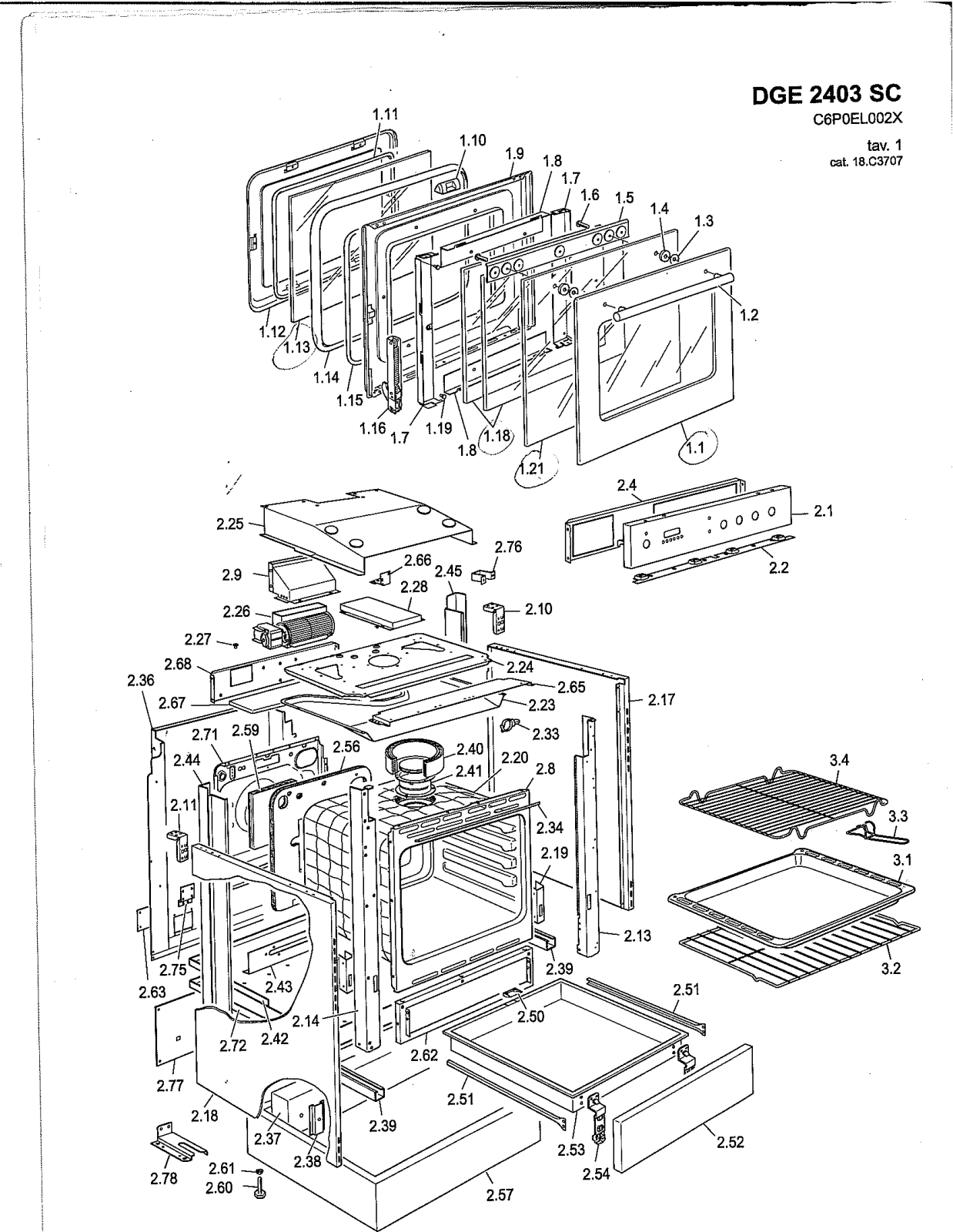 Avanti DGE2403SC Parts List