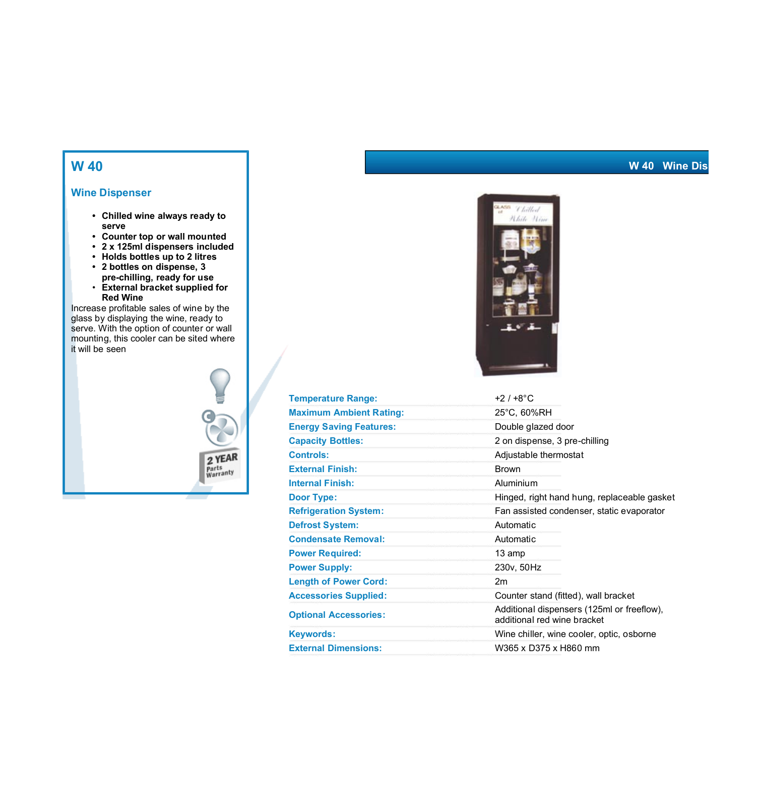 Valera W 40 DATASHEET