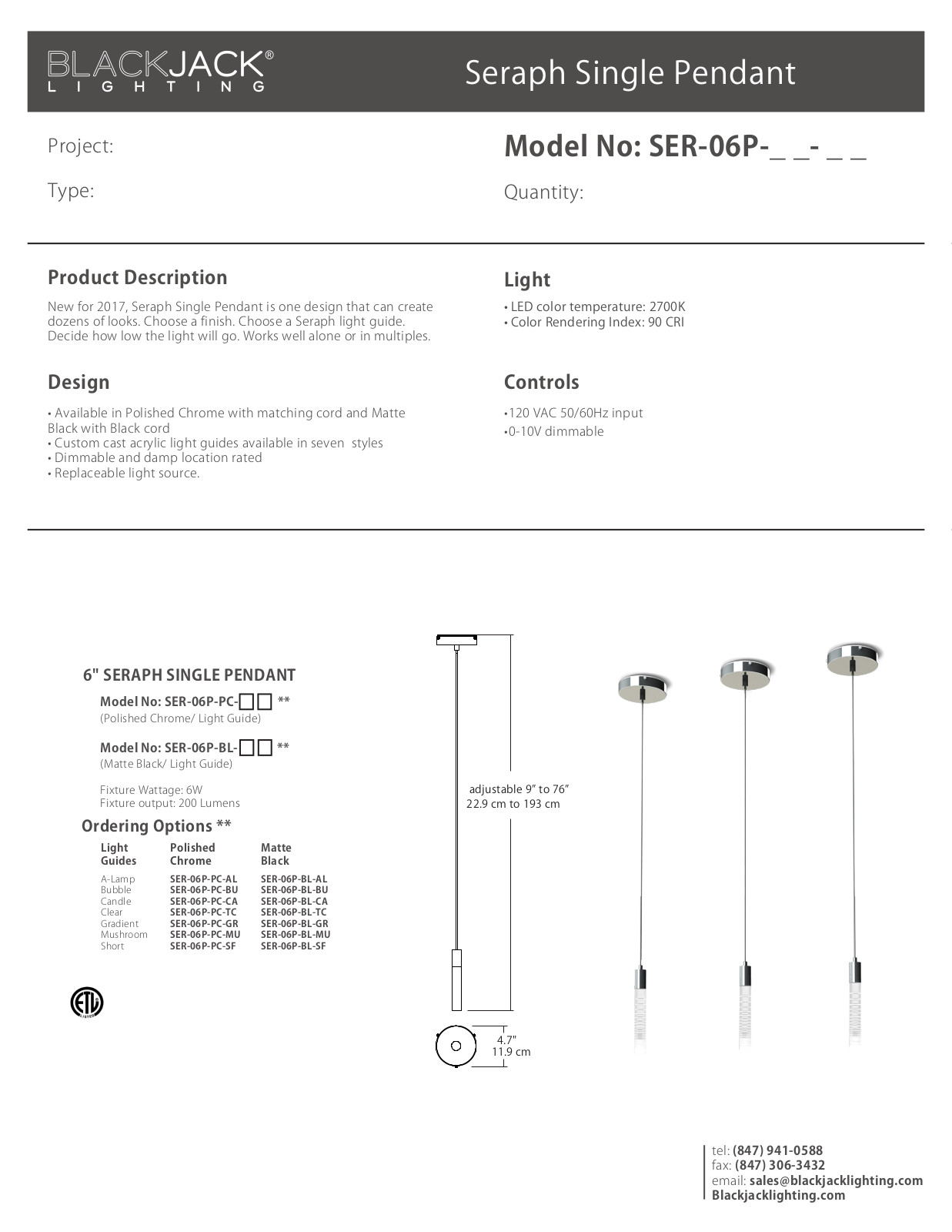 Blackjack Lighting AAQF1059 Specifications - ManualMachine.com