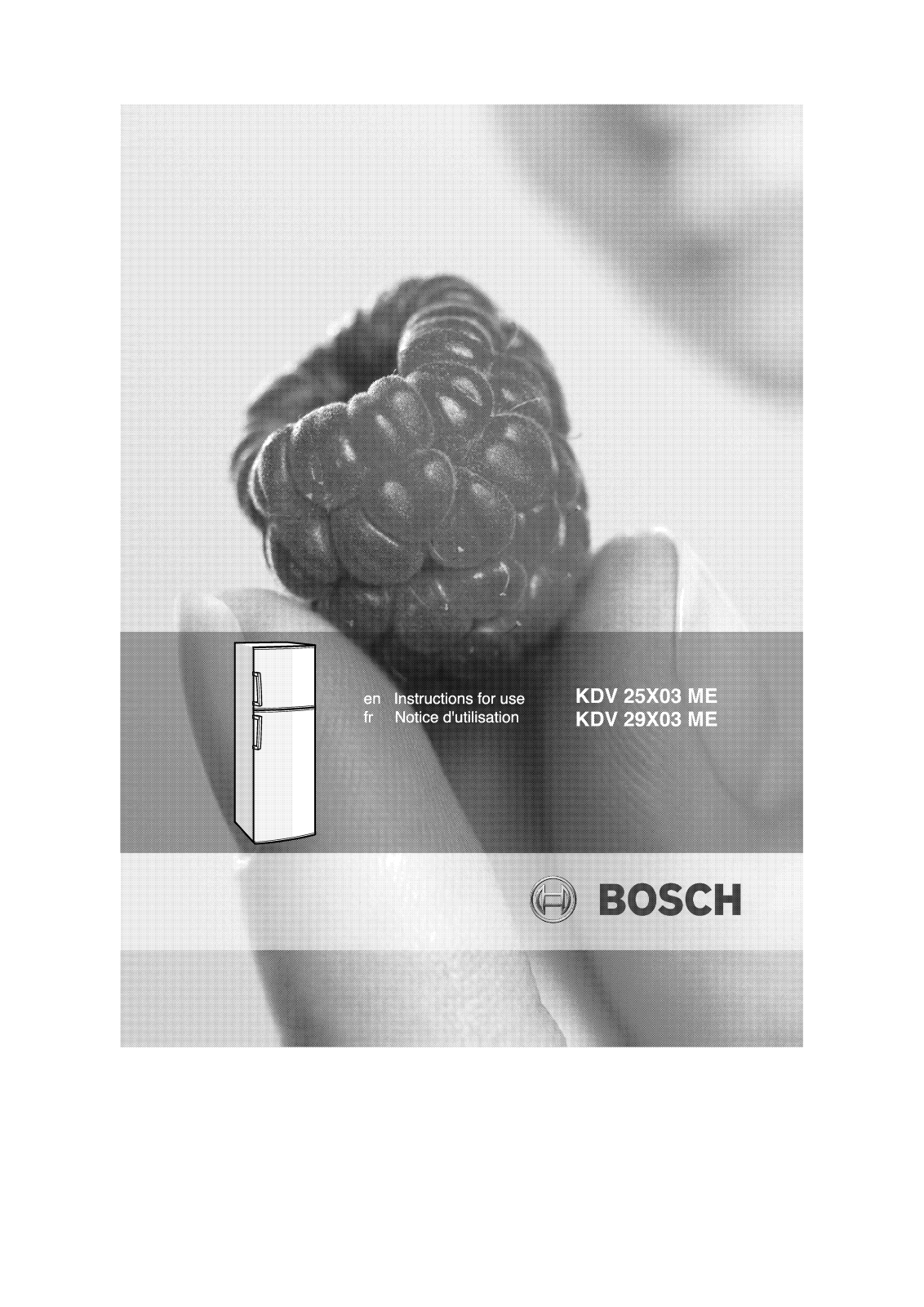 Bosch KDV29X03ME, KDV25X03ME Manual