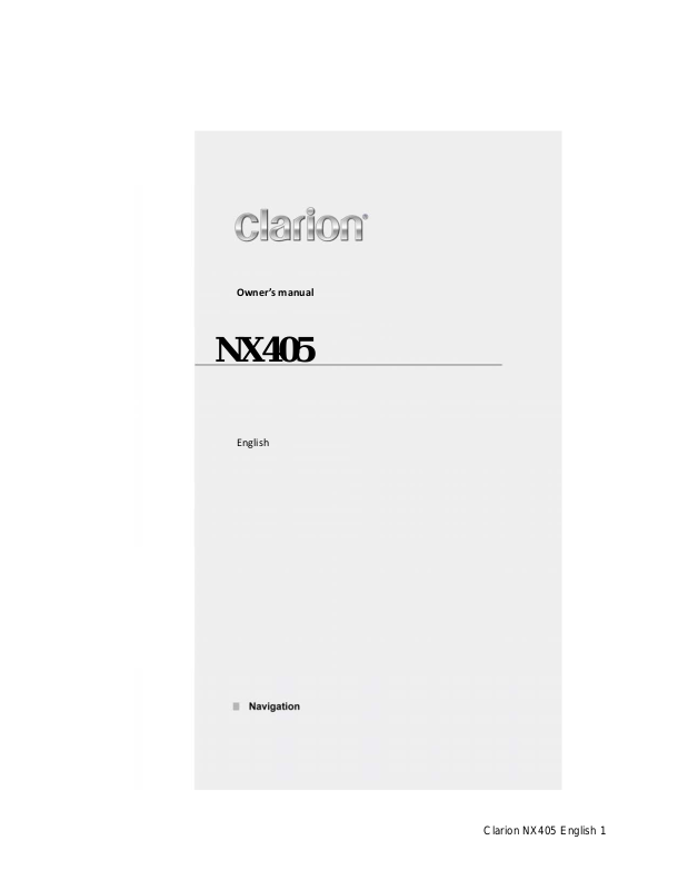 Clarion NX405 User Manual