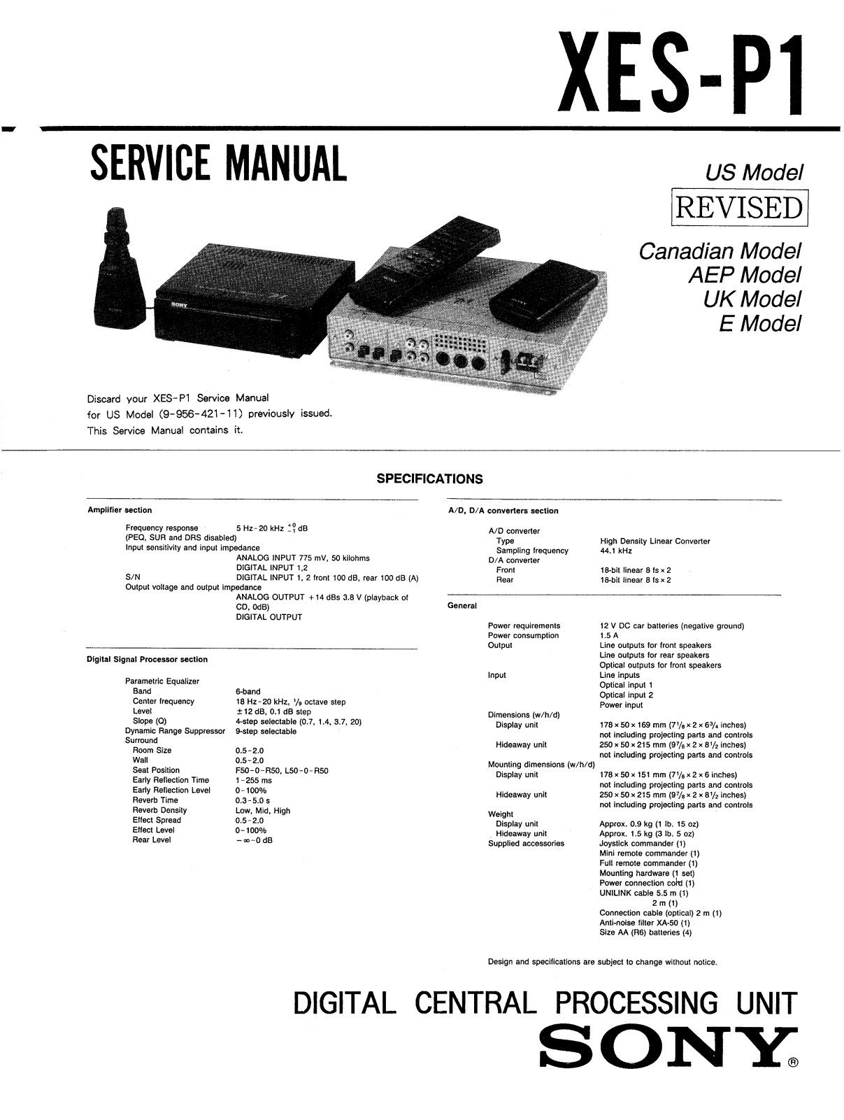 Sony XESP-1 Service manual