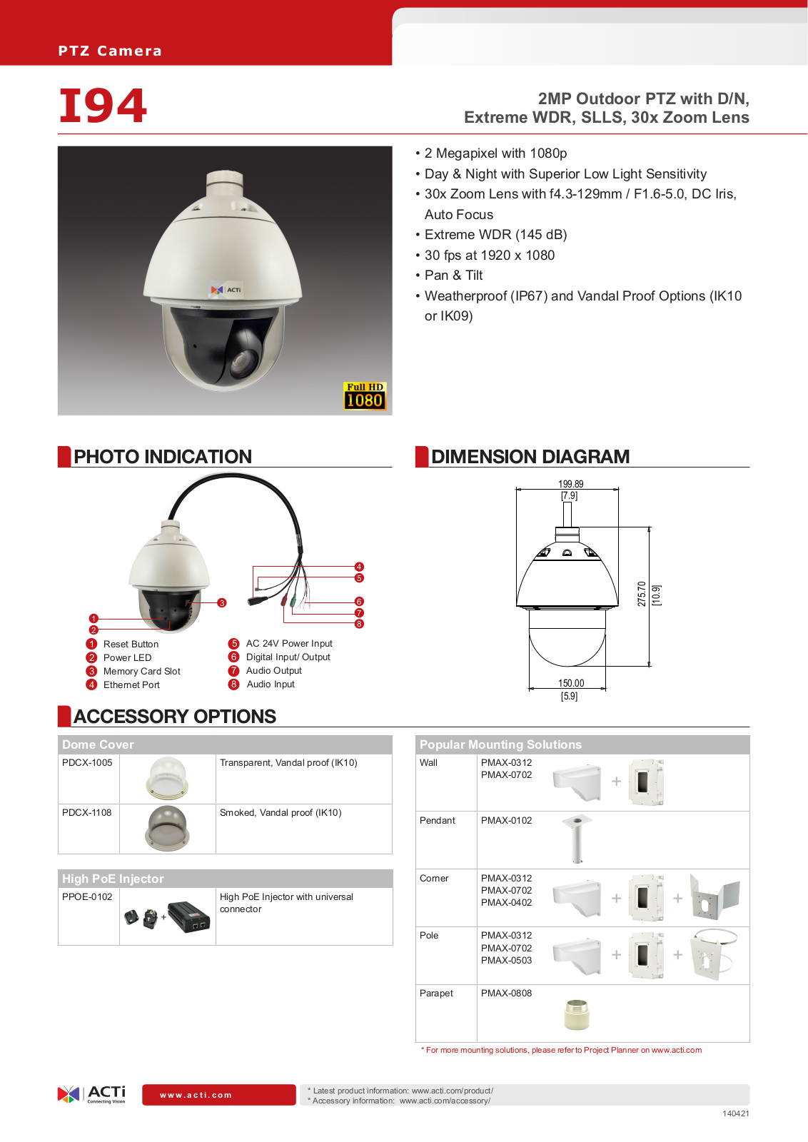 ACTi I94 Specsheet