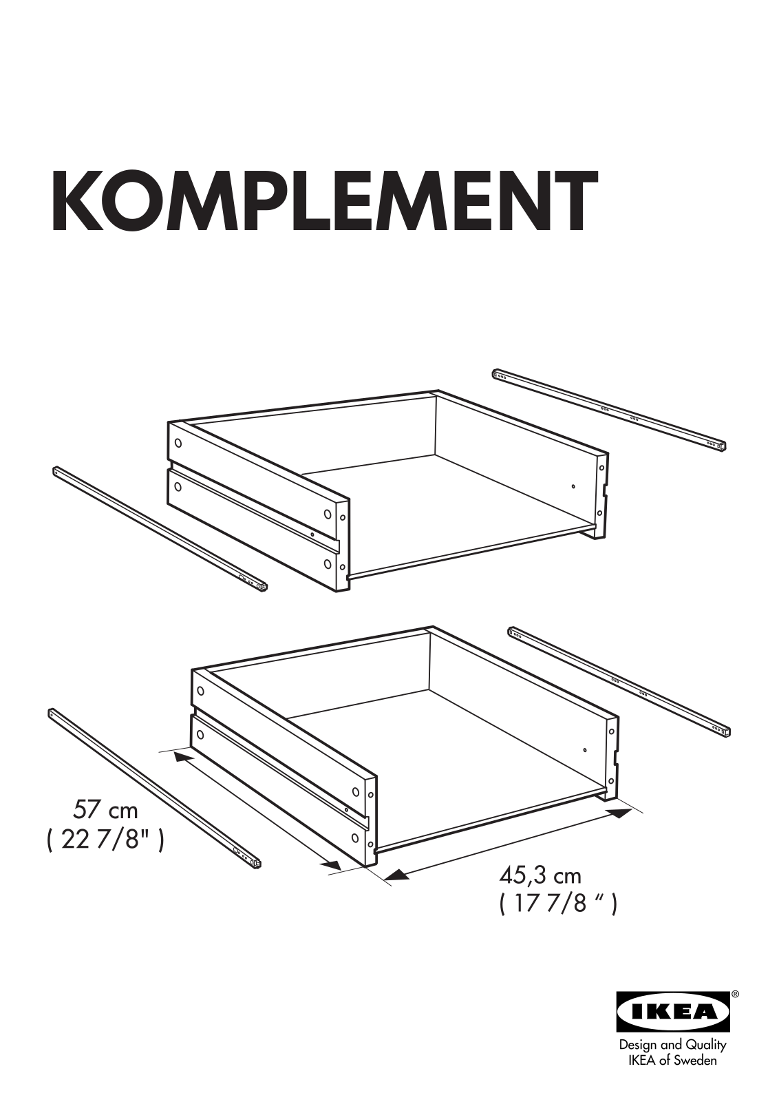 IKEA KOMPLEMENT DRAWER W-OUT FRONT 19X22 Assembly Instruction