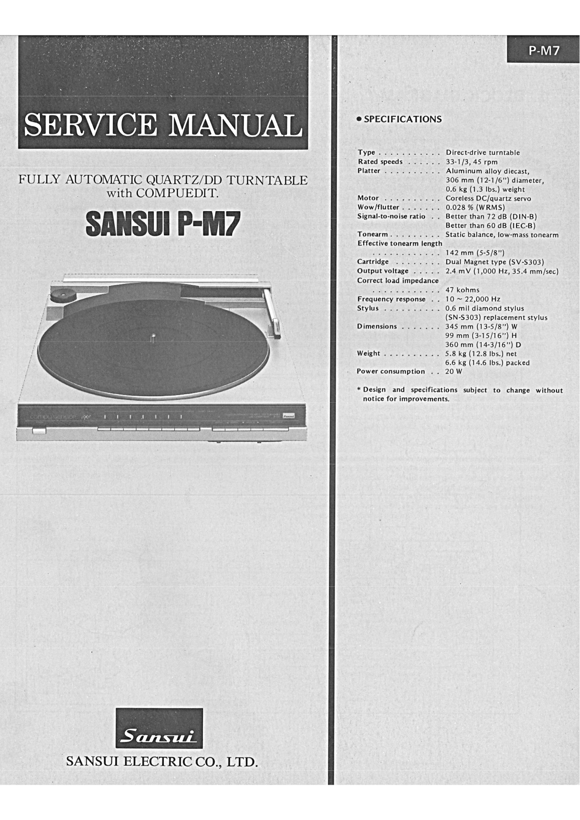 Sansui P-M7 Service Manual