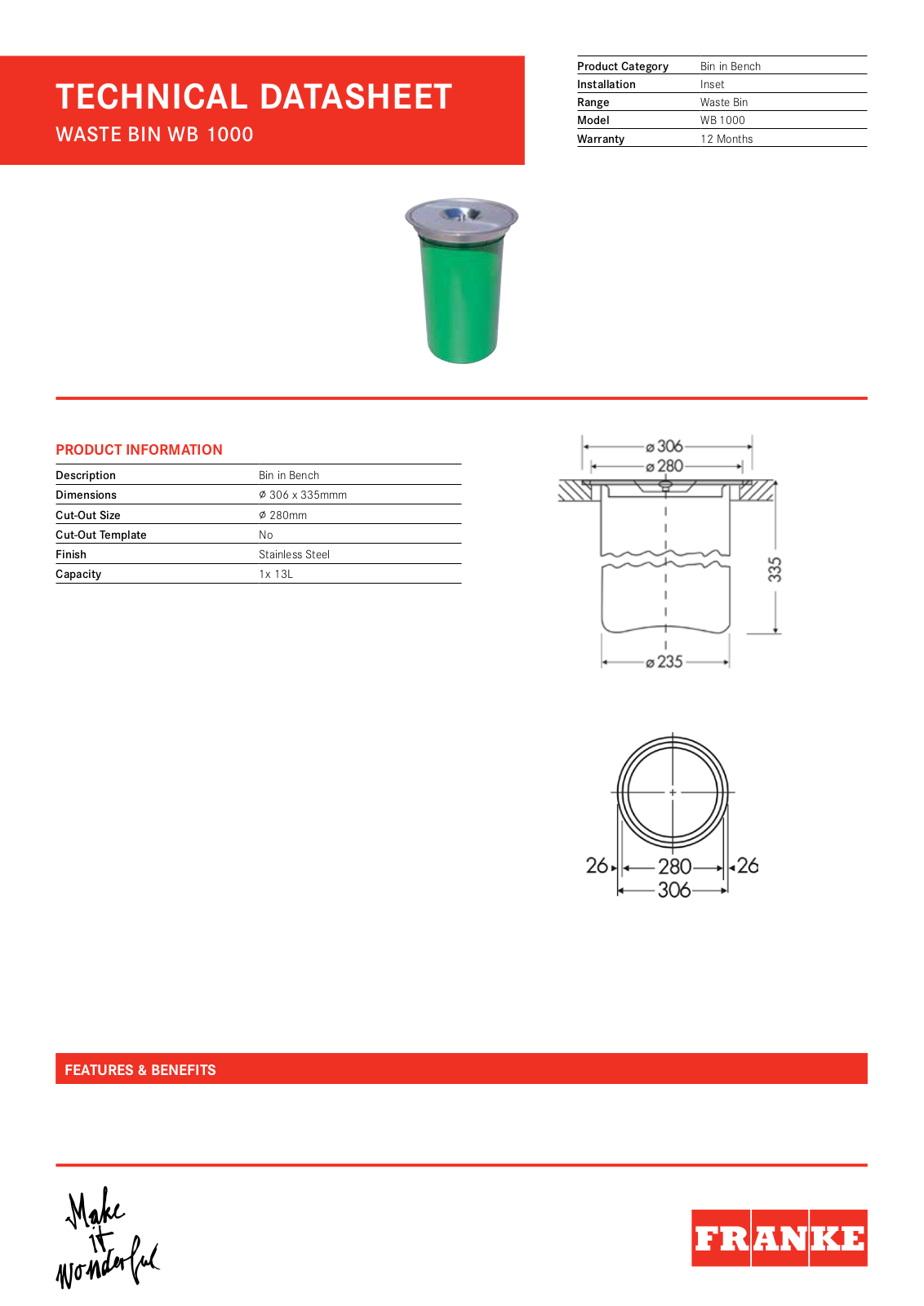 Franke WB1000 Datasheet