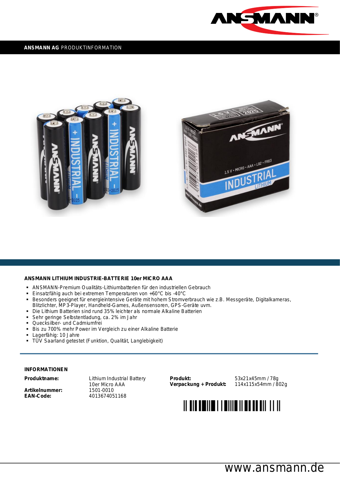 ANSMANN ANS 1501-0010 Datasheet - ManualMachine.com