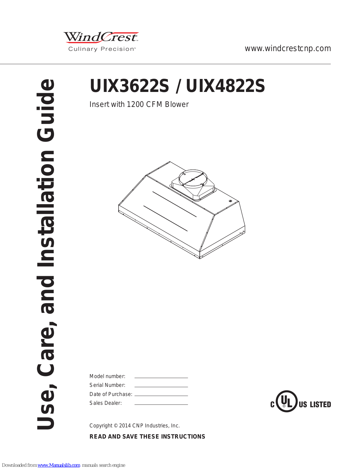 Wind Crest UIX3622S, UIX4822S Use, Care And Installation Manual - ManualMachine.com