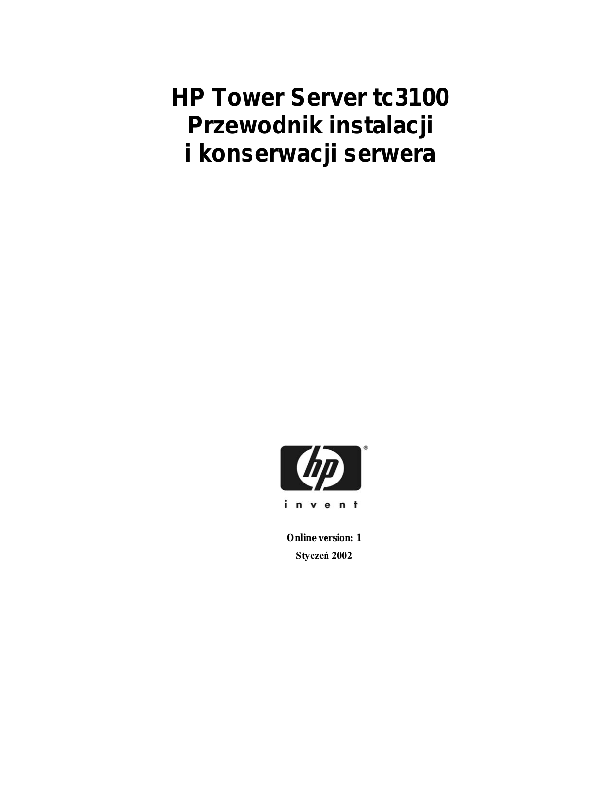 Hp SERVER TC3100 INSTALLATION