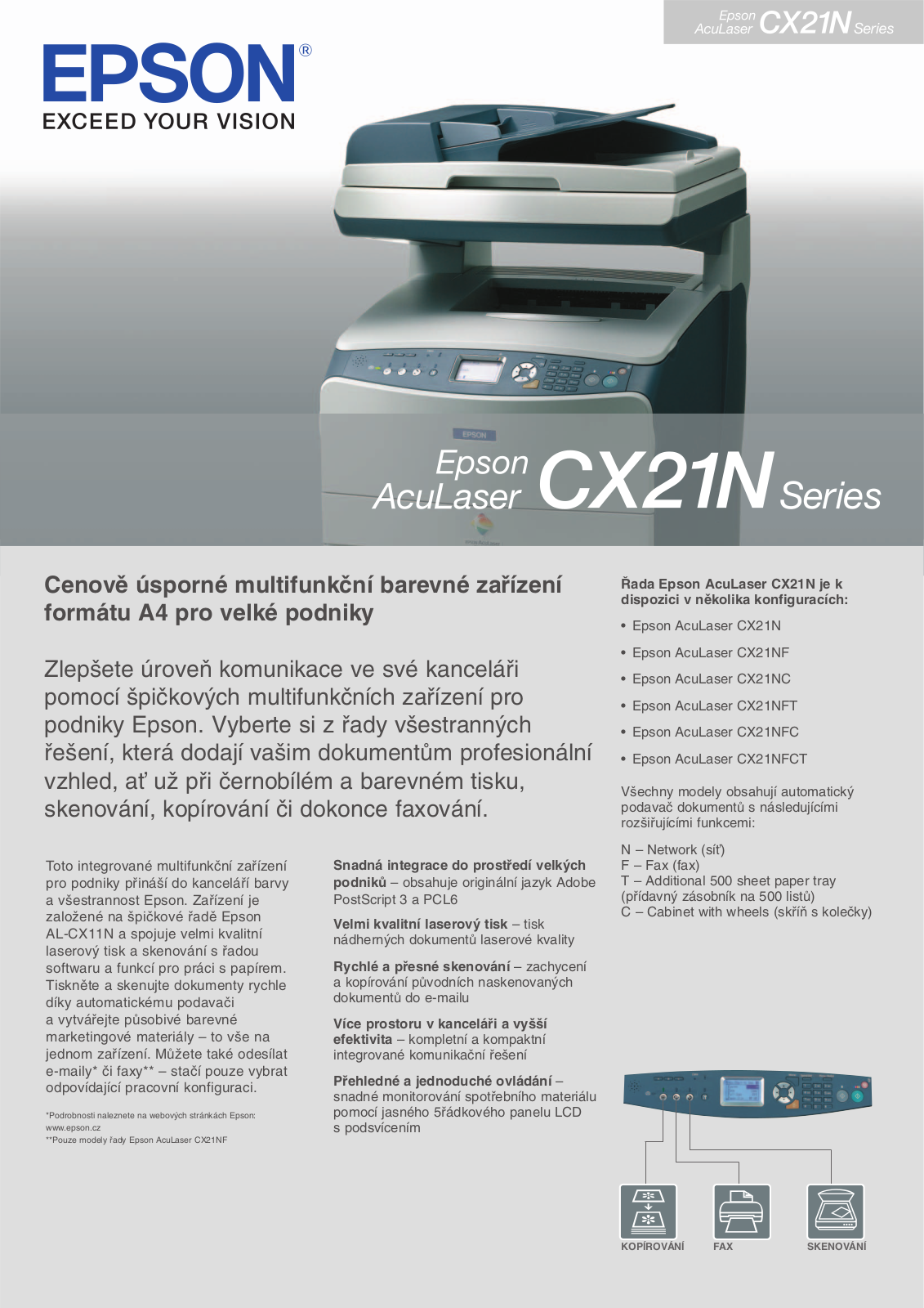 Epson AcuLaser CX21NFT, AcuLaser CX21NFC, AcuLaser CX21NFCT, AcuLaser CX21NF, AcuLaser CX21N User Manual