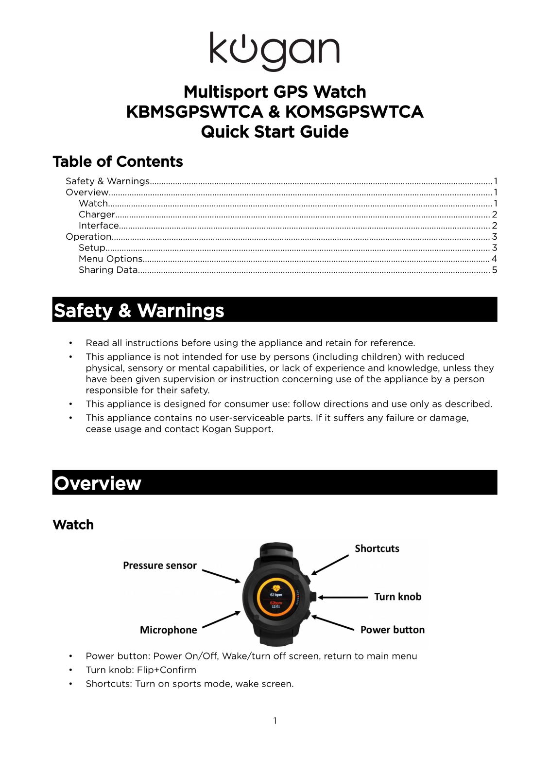 Kogan Komsgpswtca, Kbmsgpswtca User Manual