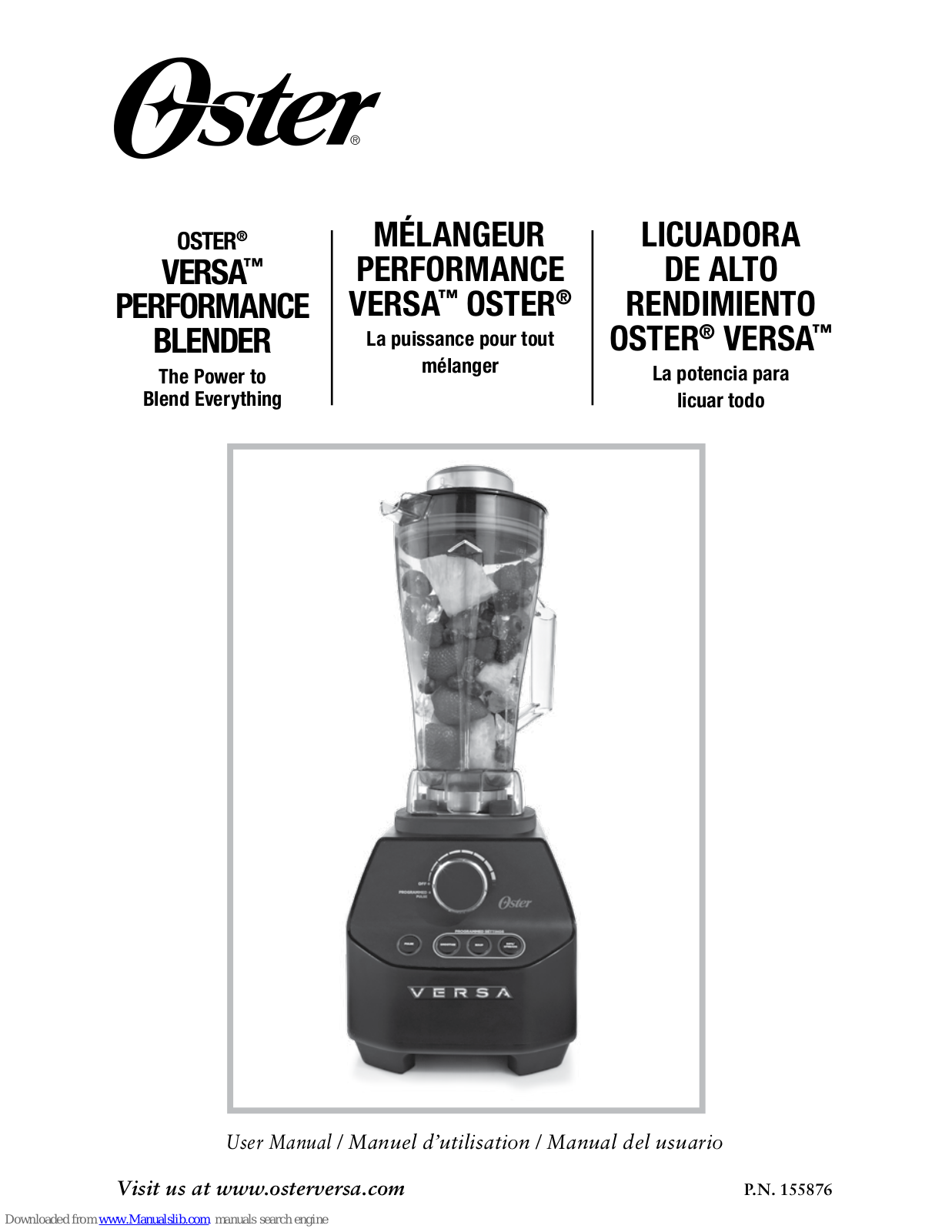 Oster VERSA User Manual