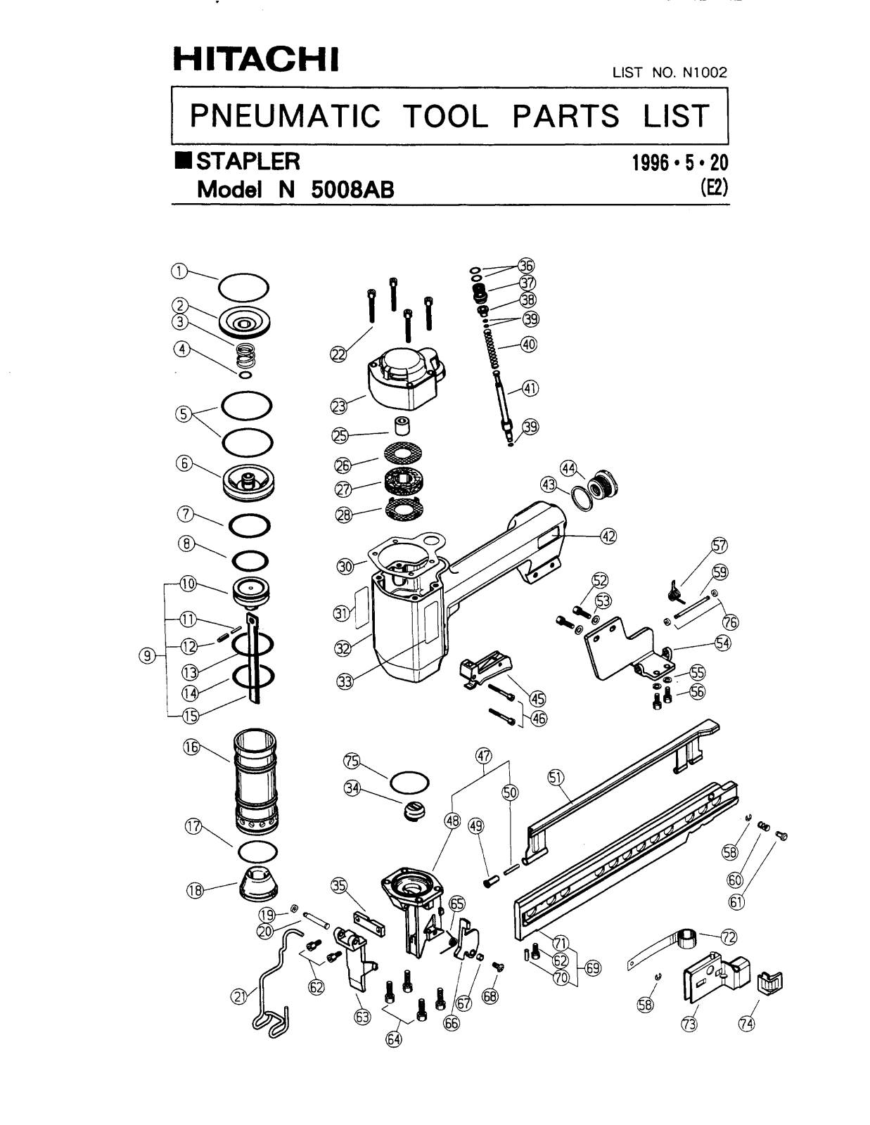 Hitachi N5008AB PARTS LIST