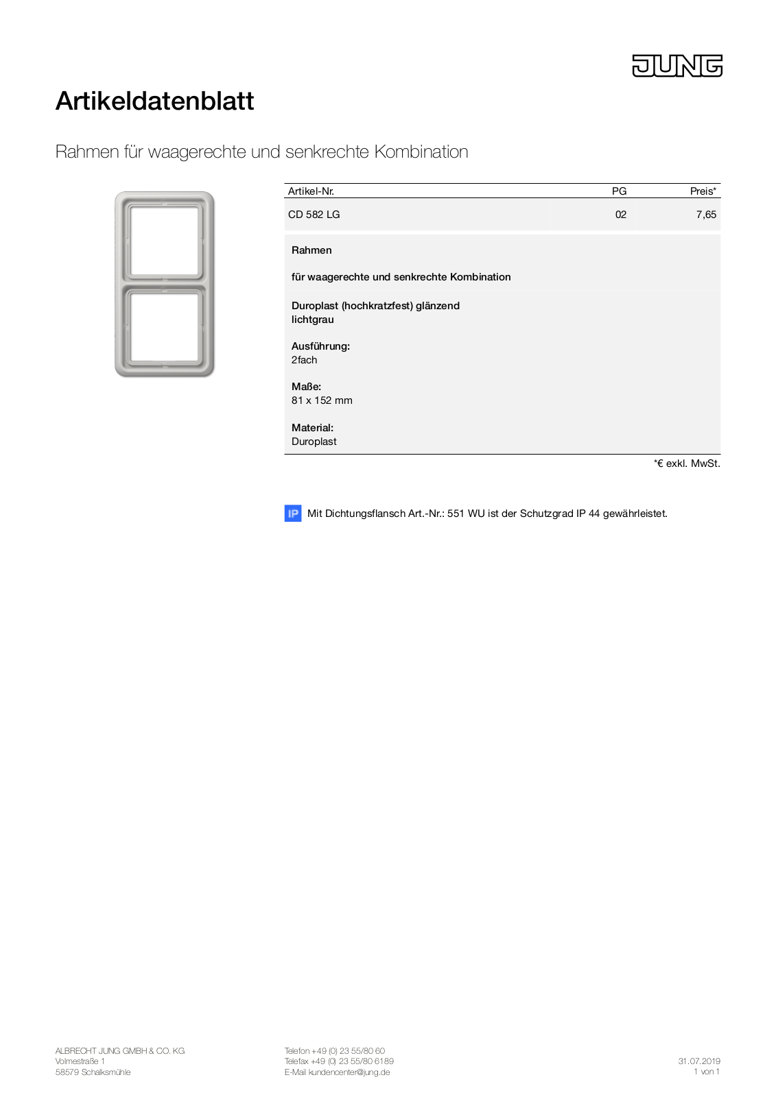 Jung CD 582 LG User Manual