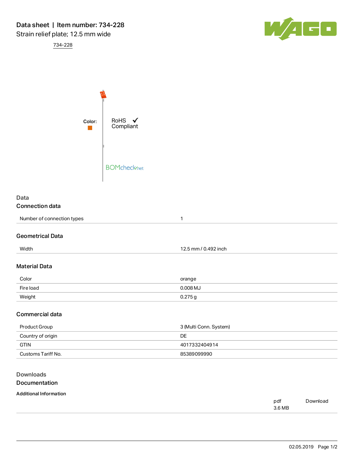 Wago 734-228 Data Sheet