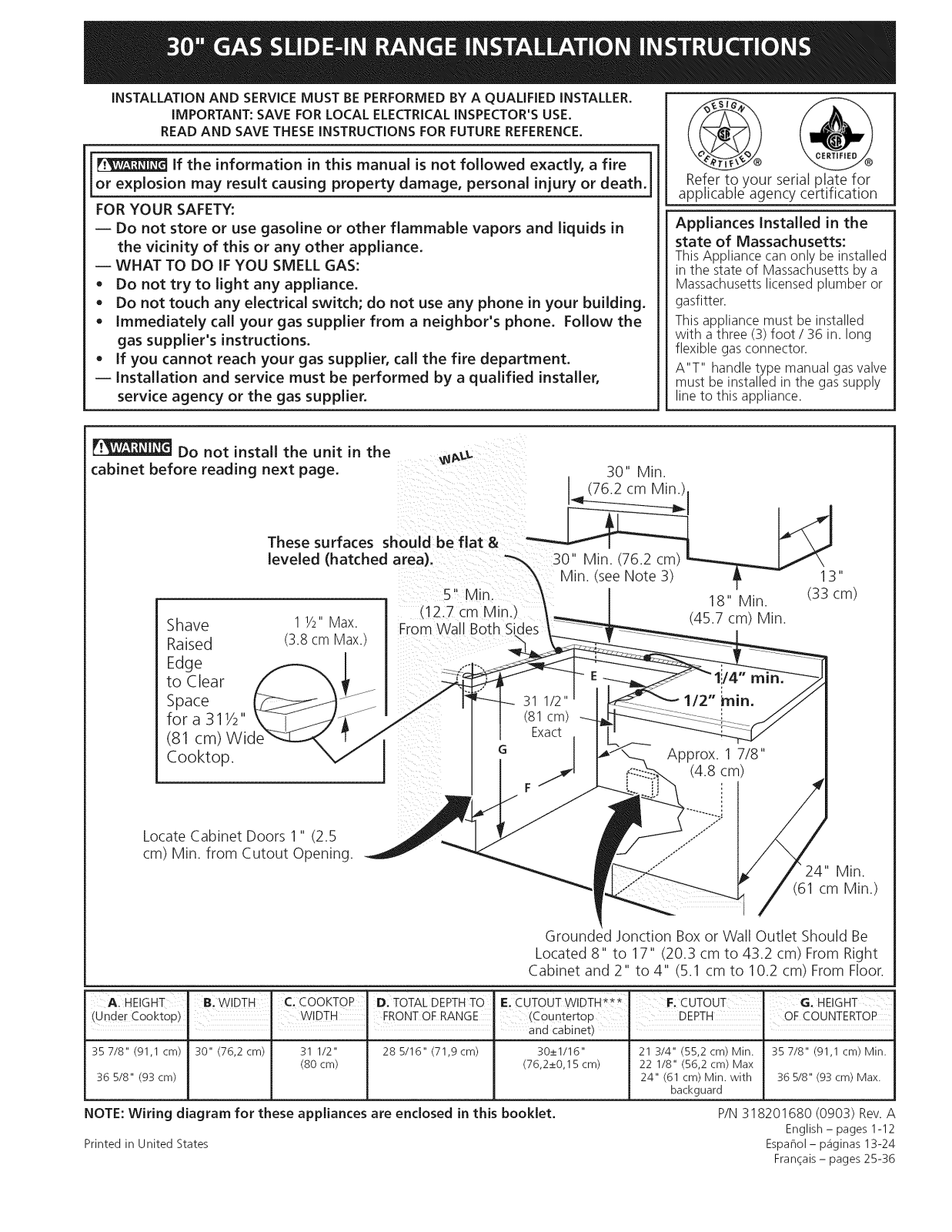 Frigidaire CPGS3085KF2, CPGS3085KF4, FGGS3045KBA, FGGS3045KBB, FGGS3045KFA Installation Guide - ManualMachine.com