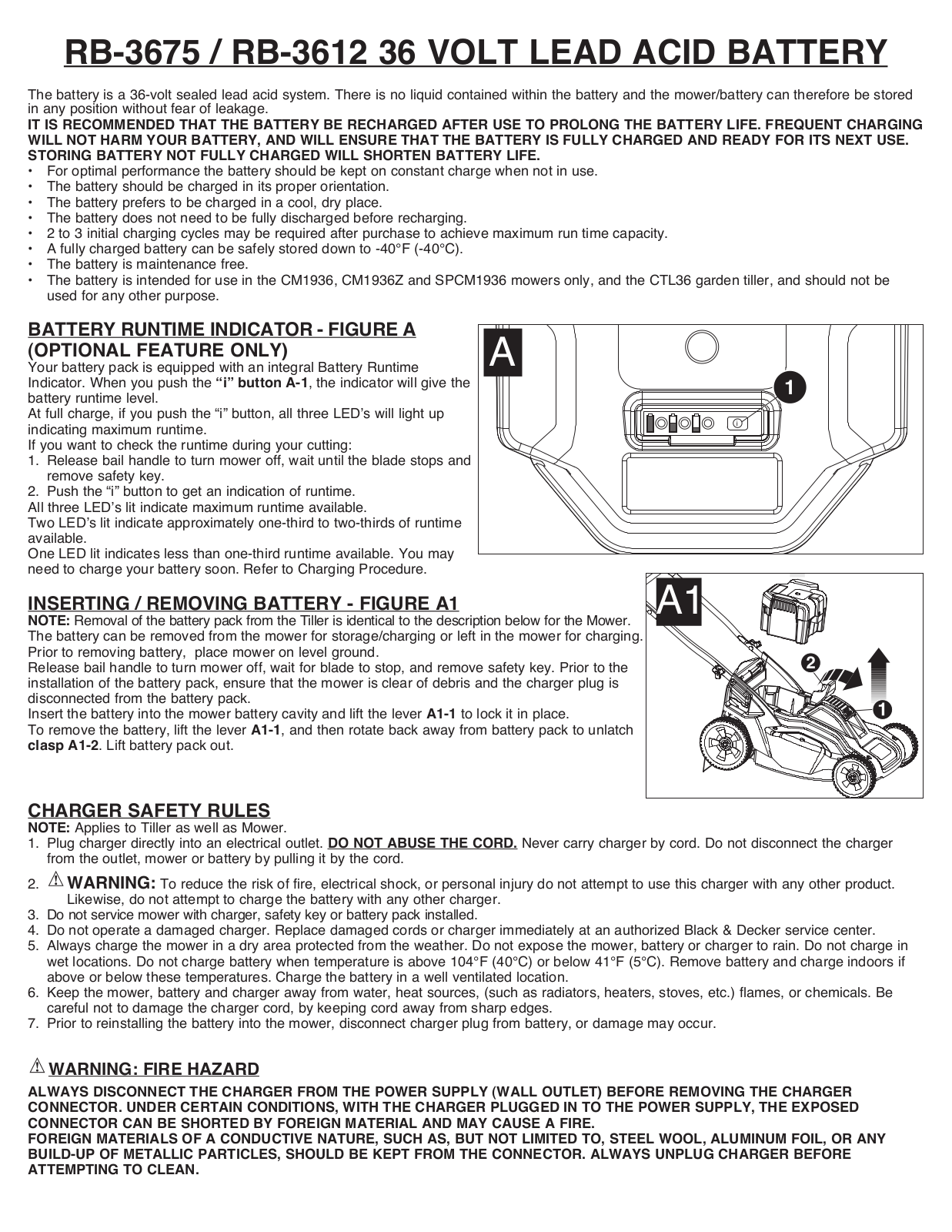 Black & Decker RB-3675, RB-3612 User Manual