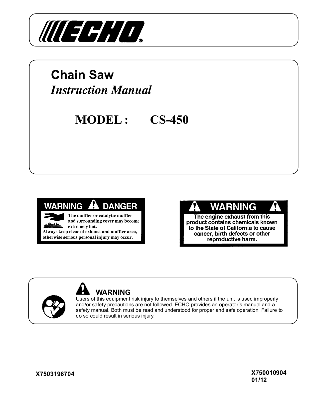 Echo X750010904, X7503196704 User Manual