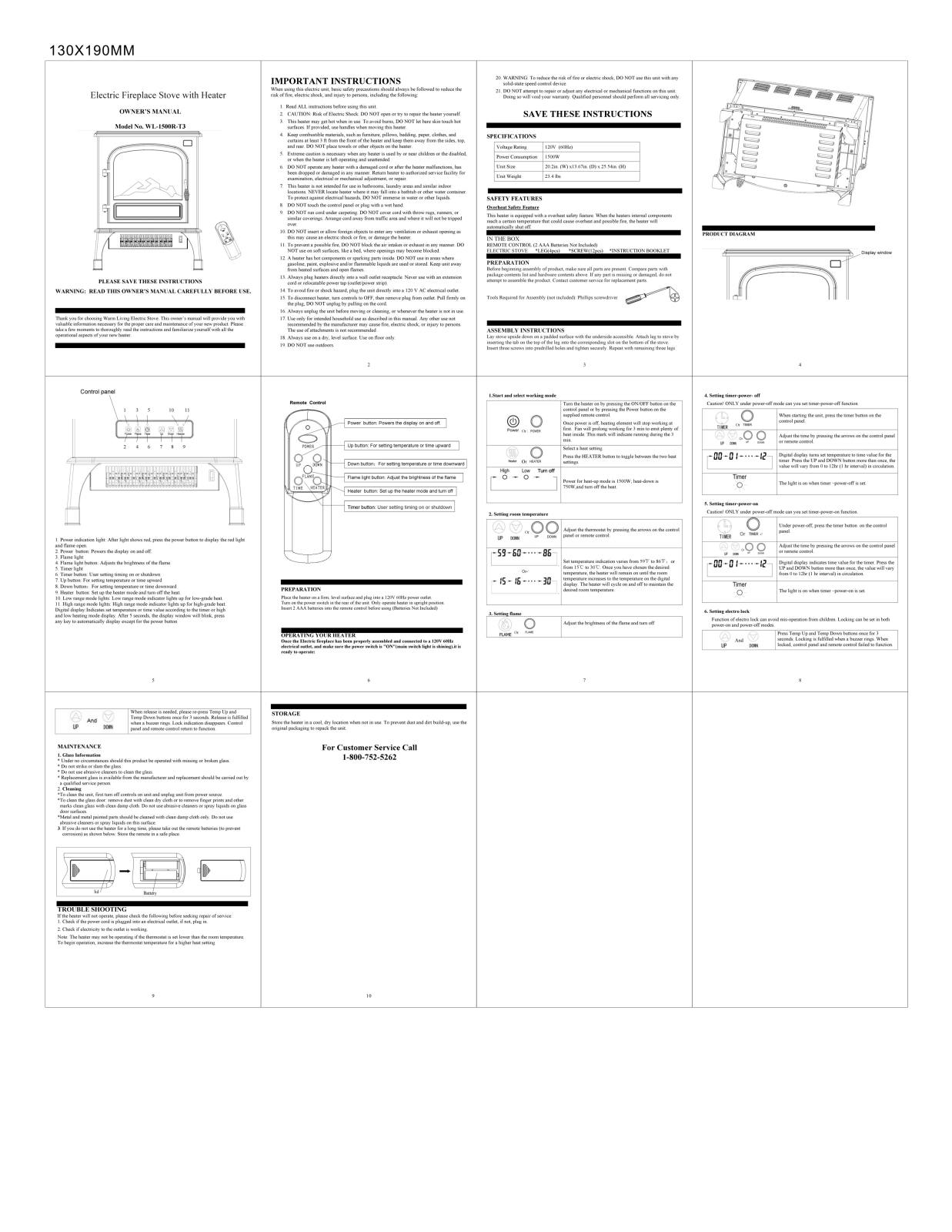 Warm Living WL-1500R-T3 User Manual