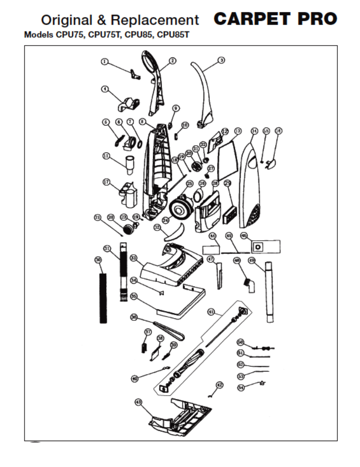 Carpet Pro Cpu75, Cpu75t, Cpu85, Cpu85t Owner's Manual