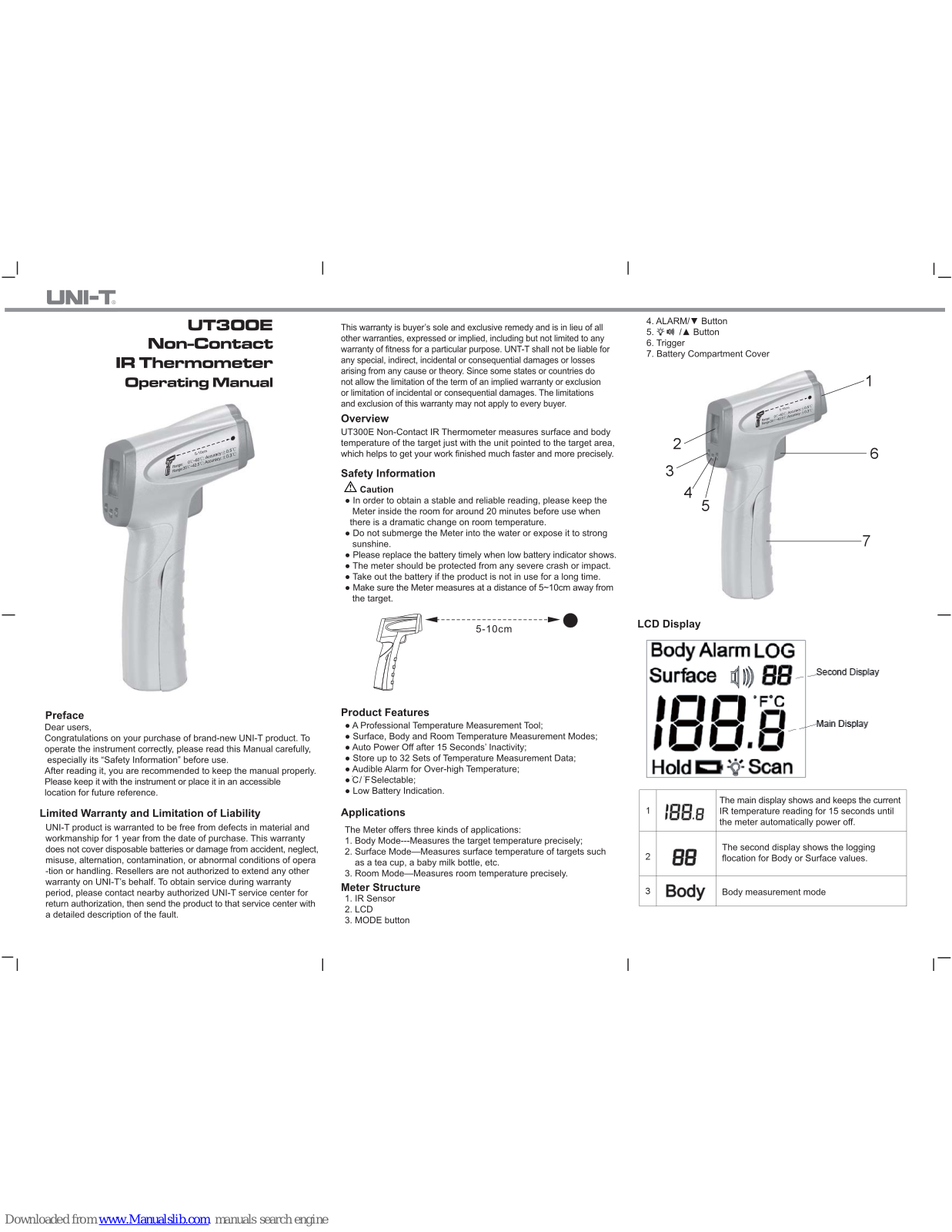 UNI-T UT300E Operating Instructions Manual