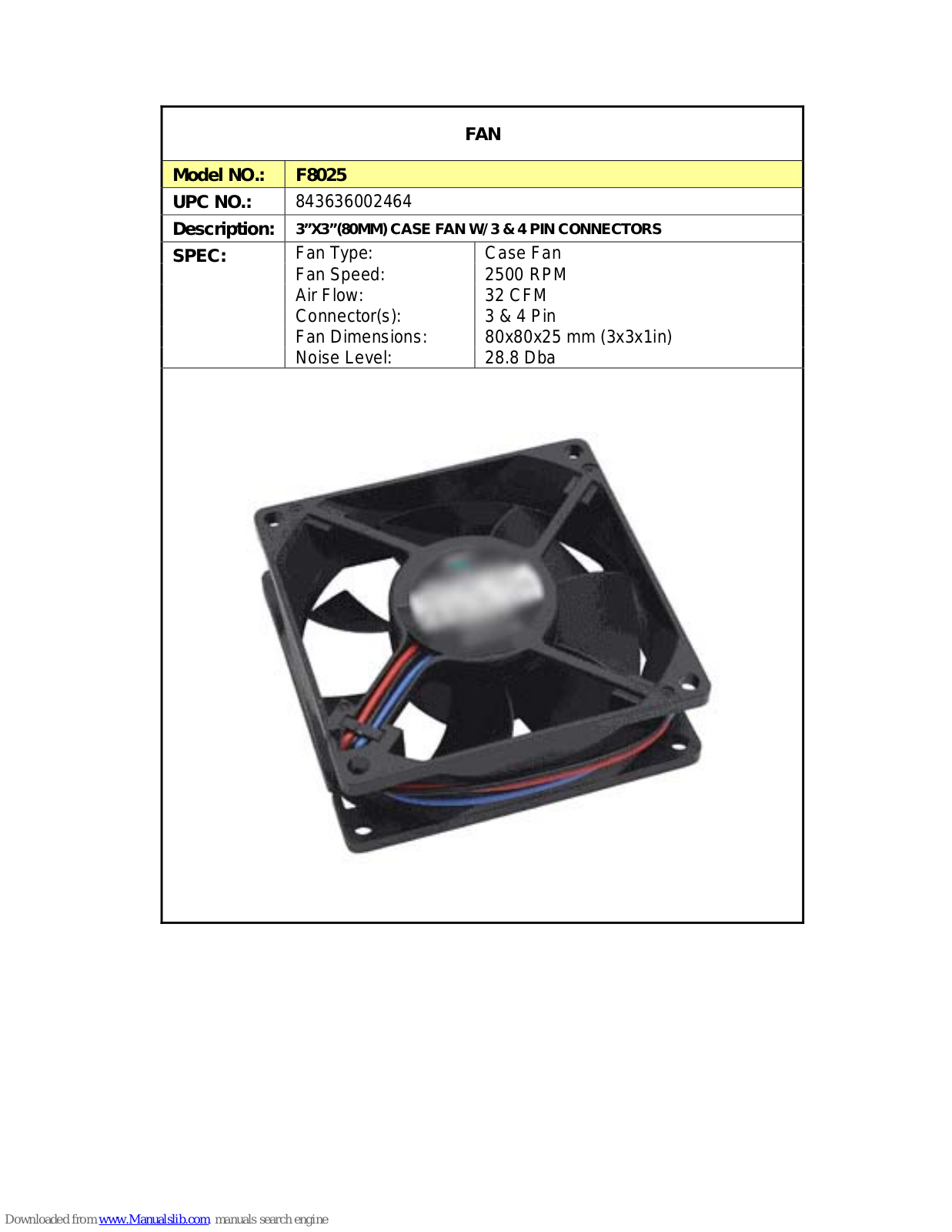 Diablotek F8025 Specifications - ManualMachine.com