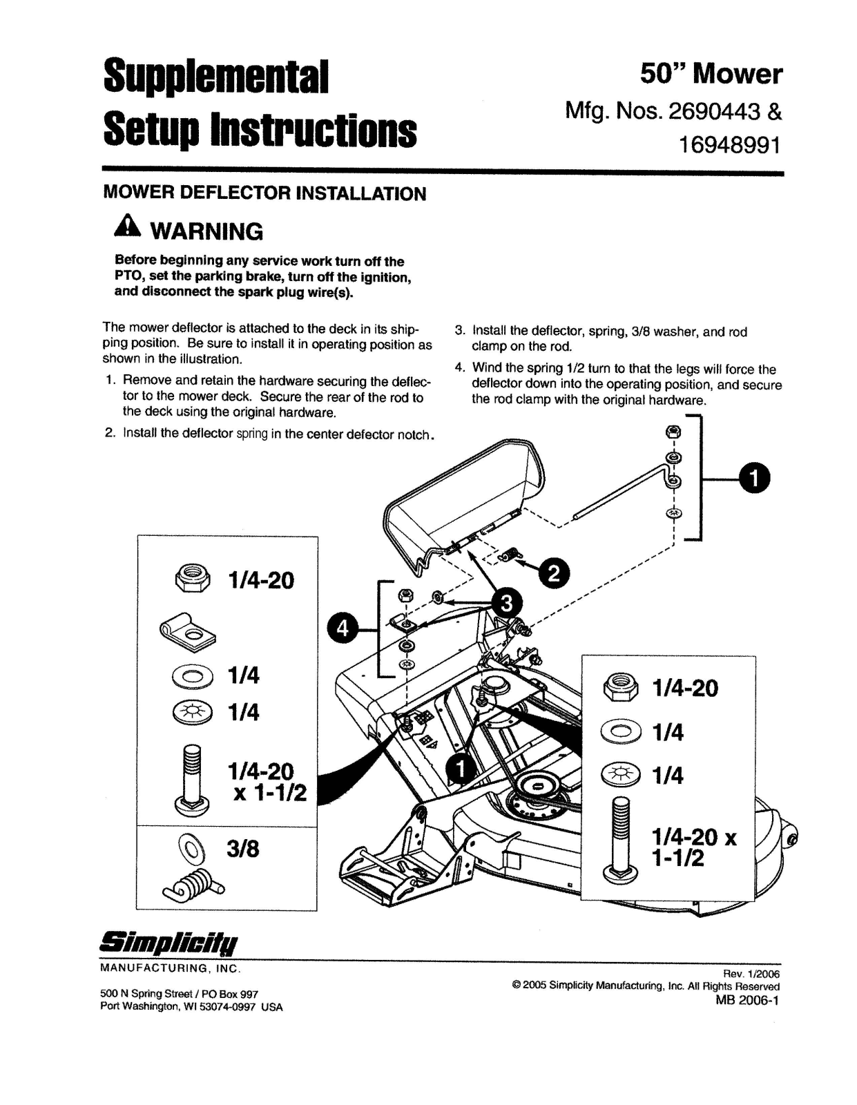 Simplicity 16948991, 2690443, 16948991, 2690443 User Manual