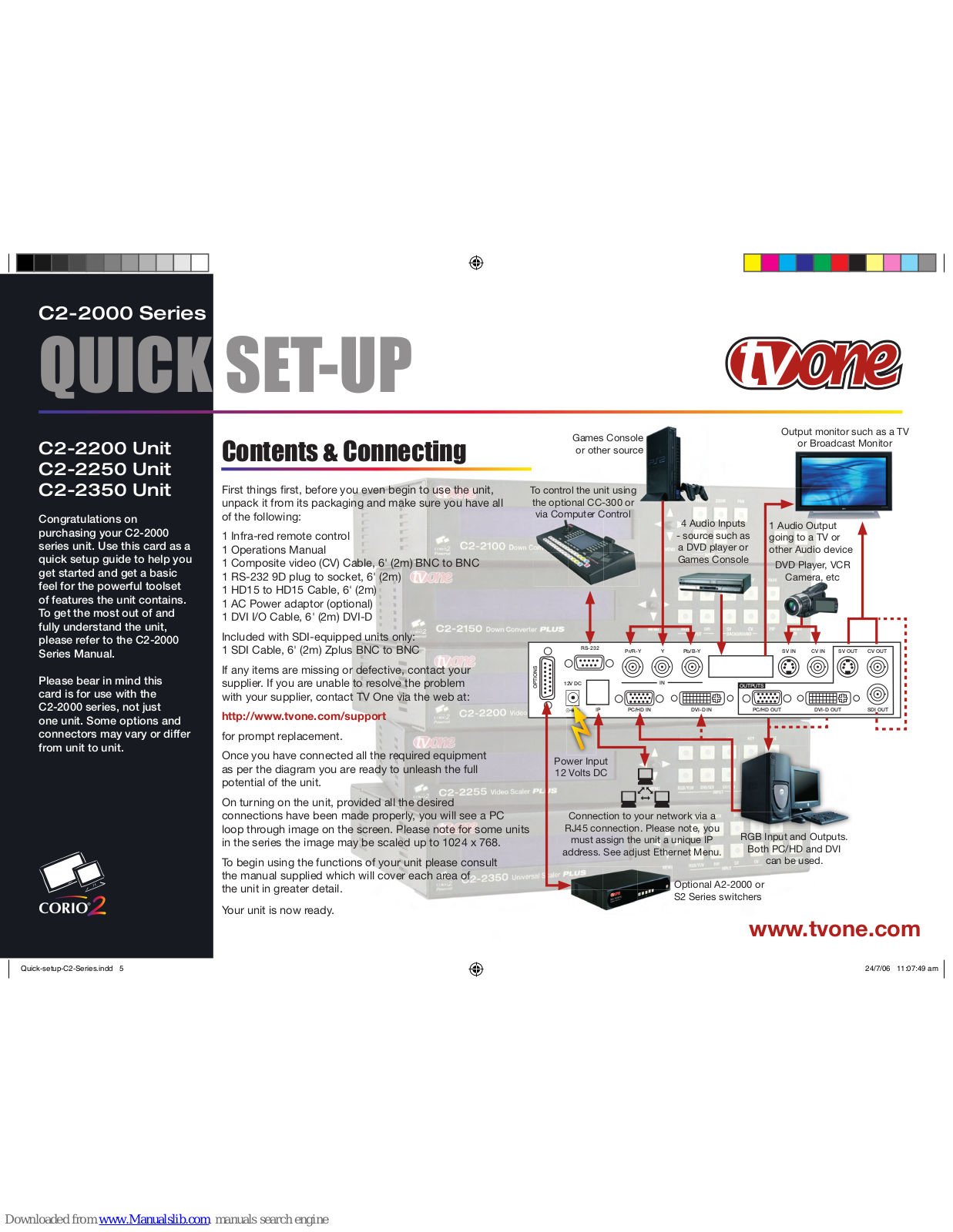 Tvone C2-2200, C2-2350, C2-2250 Quick Setup Manual