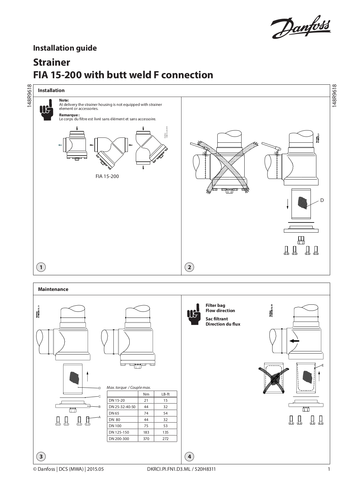 Danfoss FIA 15-200 Installation guide