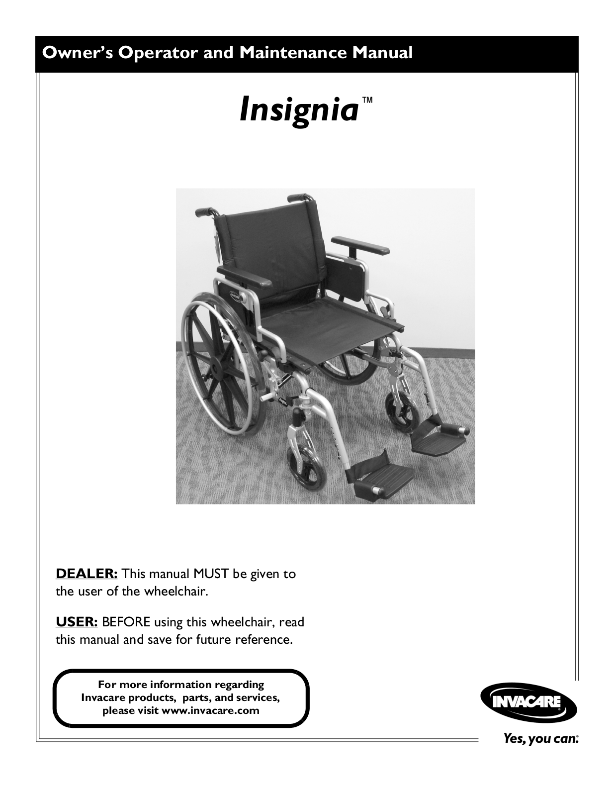 Invacare 1163197 User Manual