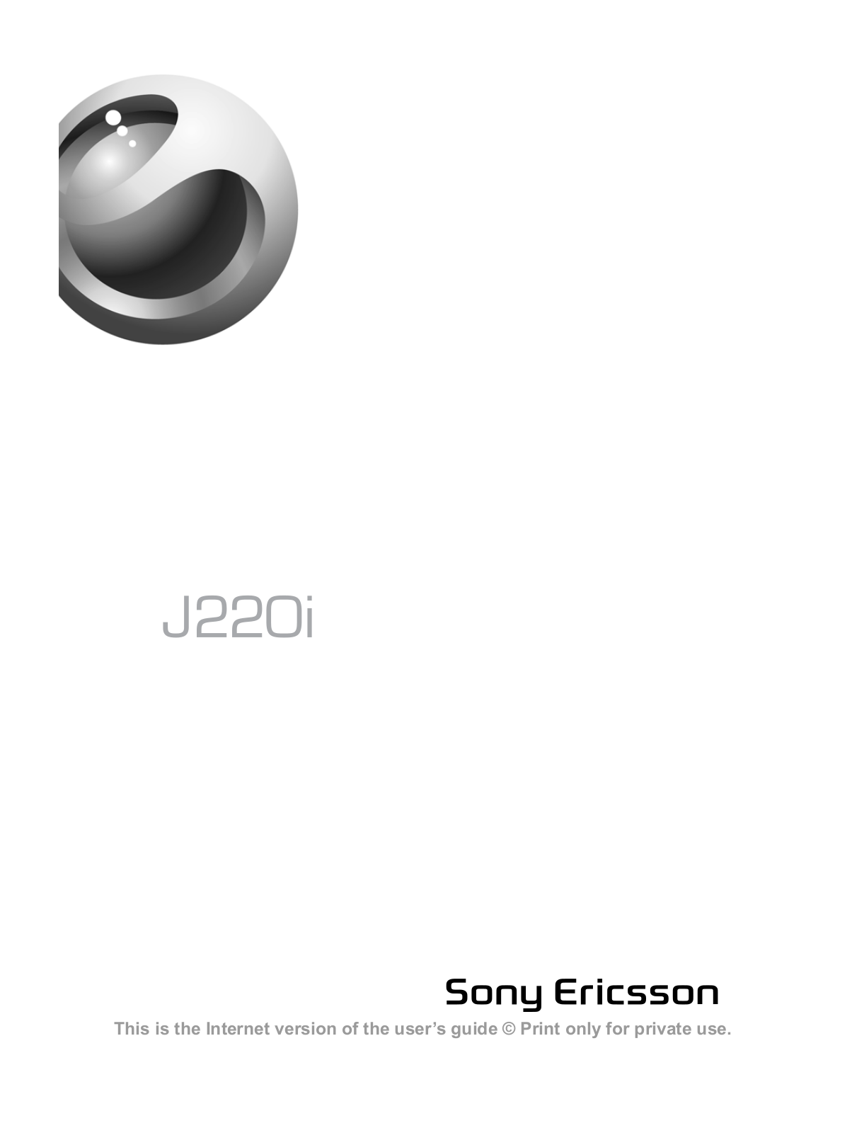 Sony ericsson J220I User Manual