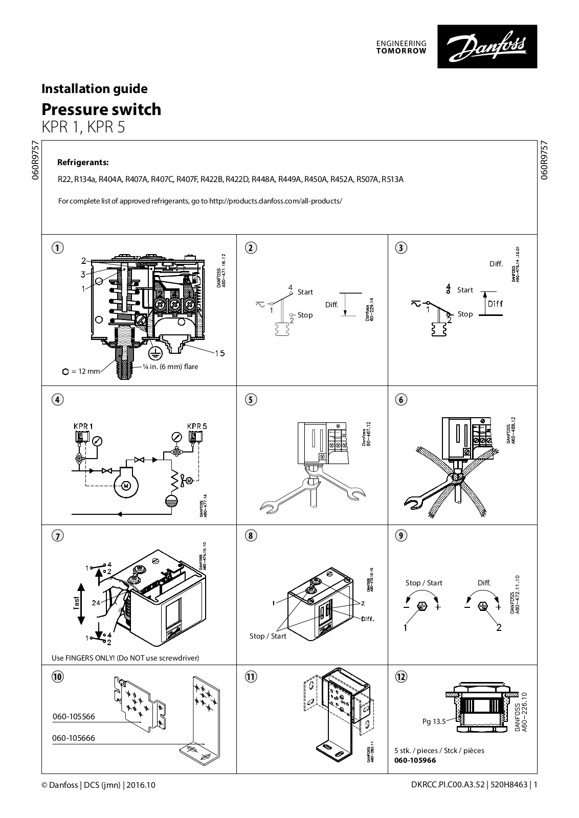 Danfoss KPR 1, KPR 5 Installation guide