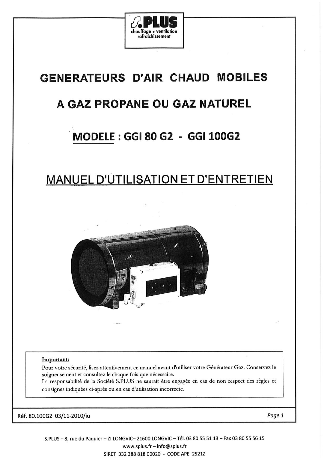 S.PLUS GGI 80 G2 User Manual