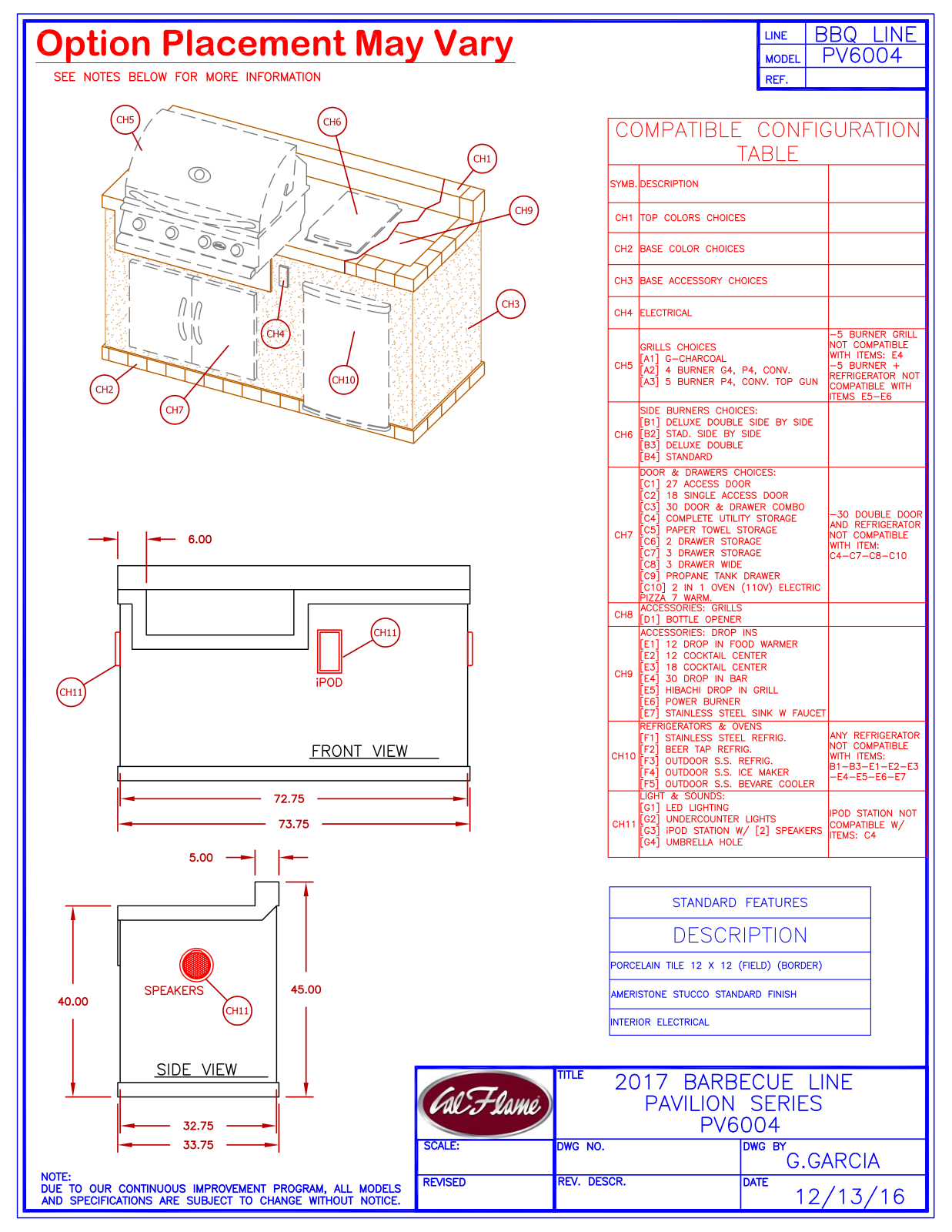 Cal Flame PV6004 Specifications