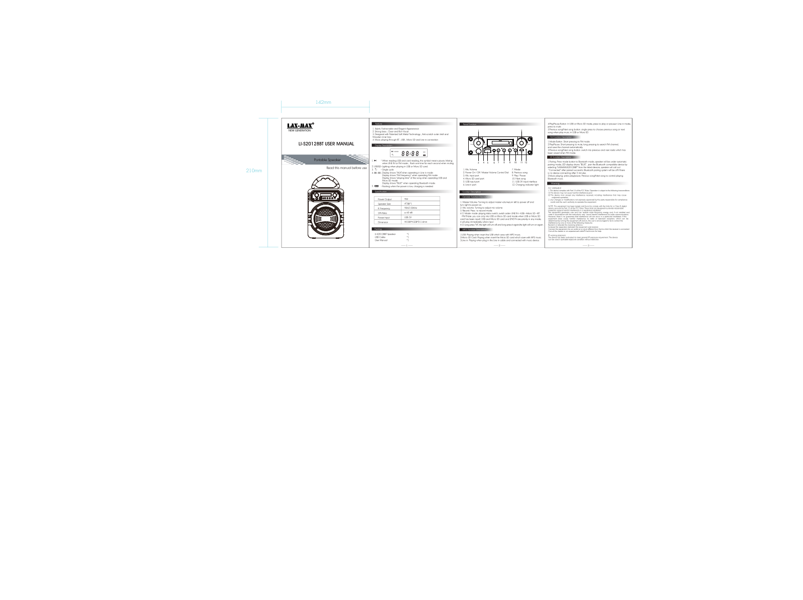 OMTRONICS LI S20128BT User Manual