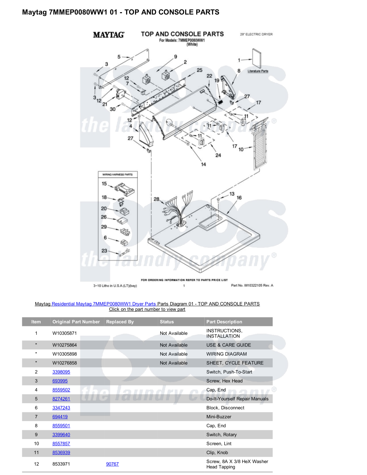 Maytag 7MMEP0080WW1 Parts Diagram