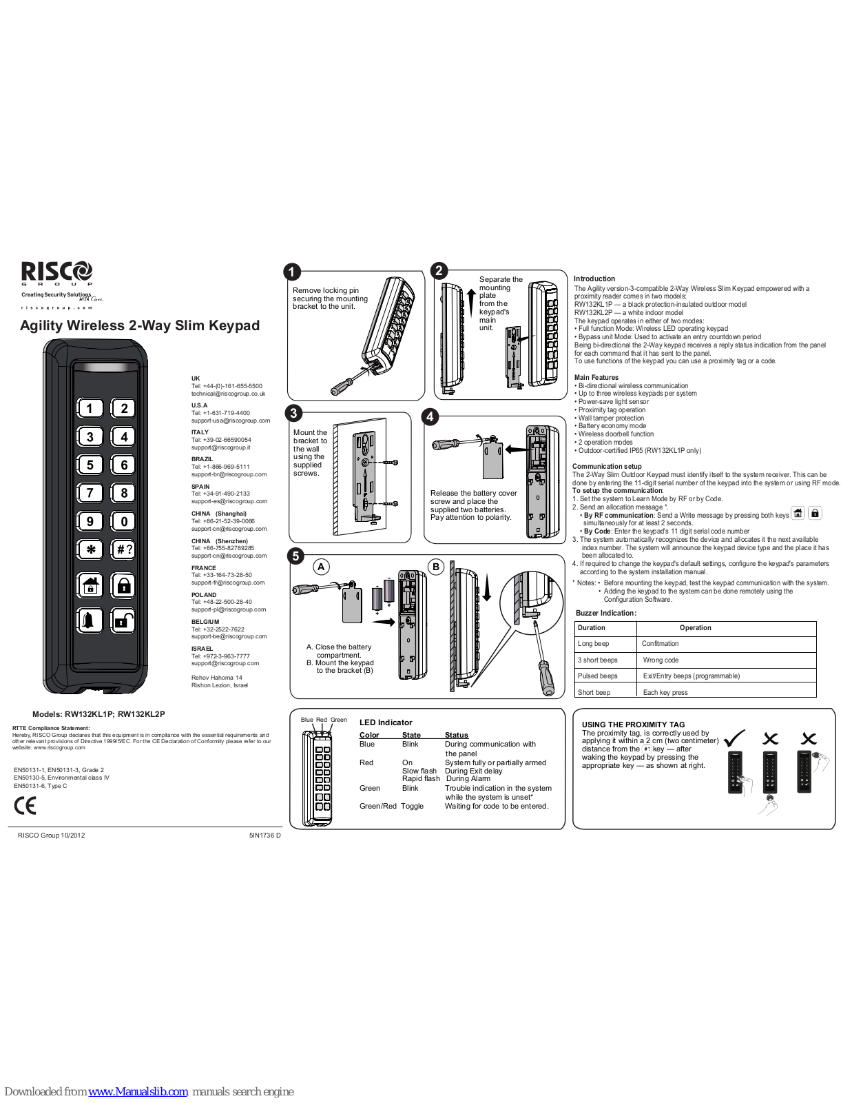 Risco Agility RW132KL1P, Agility RW132KL2P User Manual