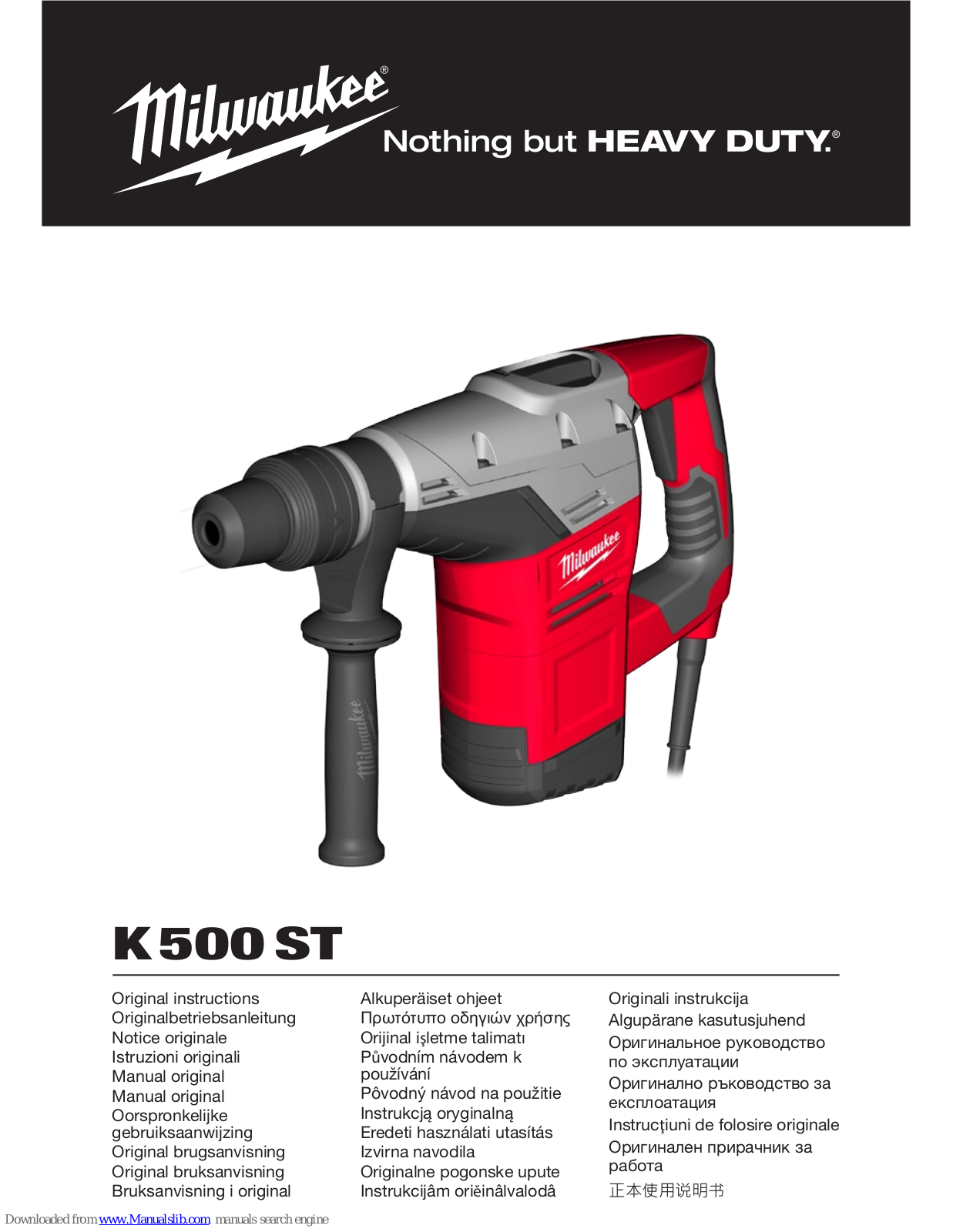 Milwaukee K500ST, MS 304 DB, MS 305 DB, M12 H Original Instructions Manual