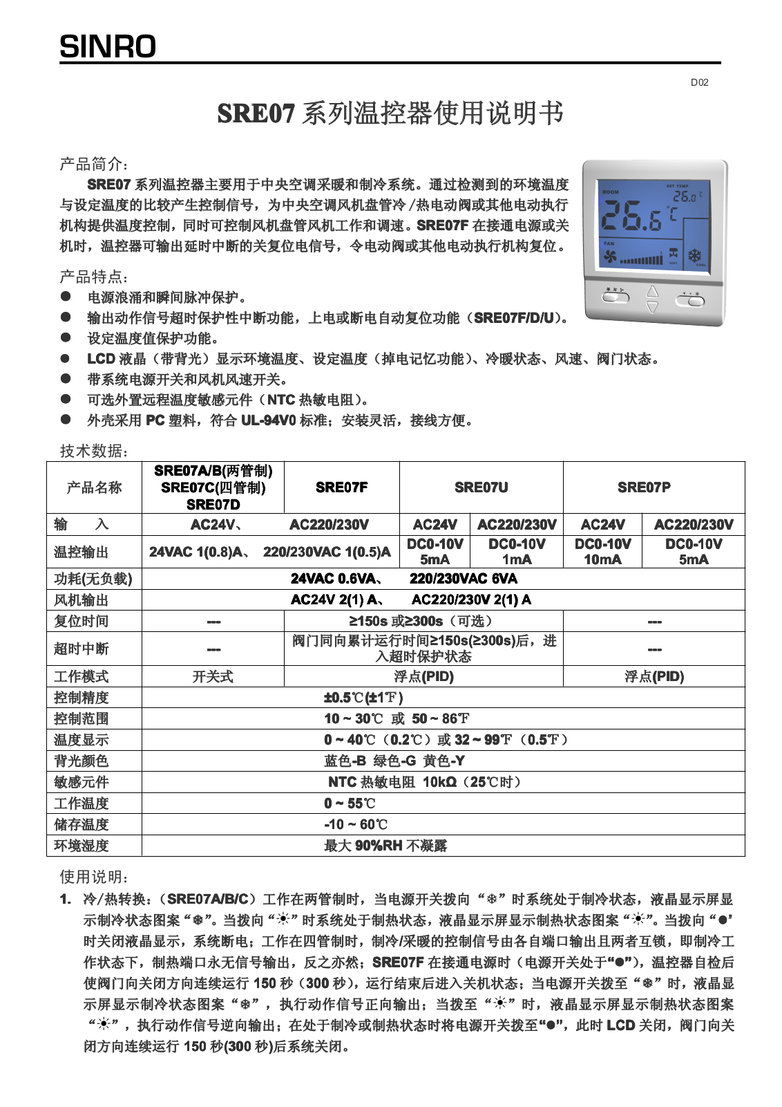 SINRO SRE07 User Manual