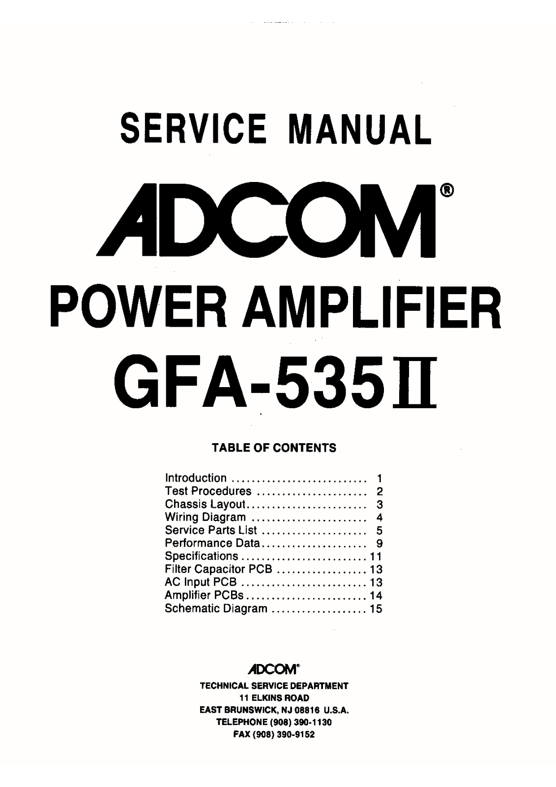 Adcom GFA535ll Schematic